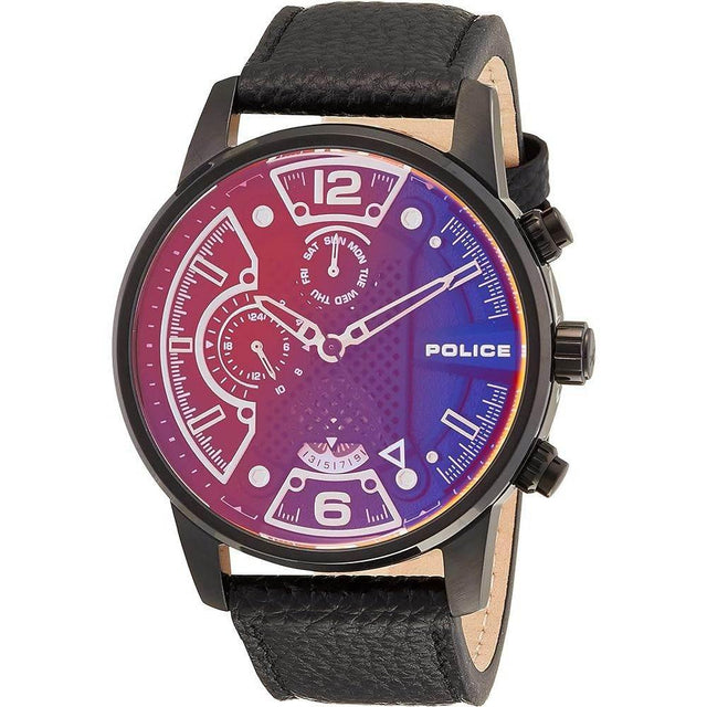 Police Black Leather Watch - Hilstor
