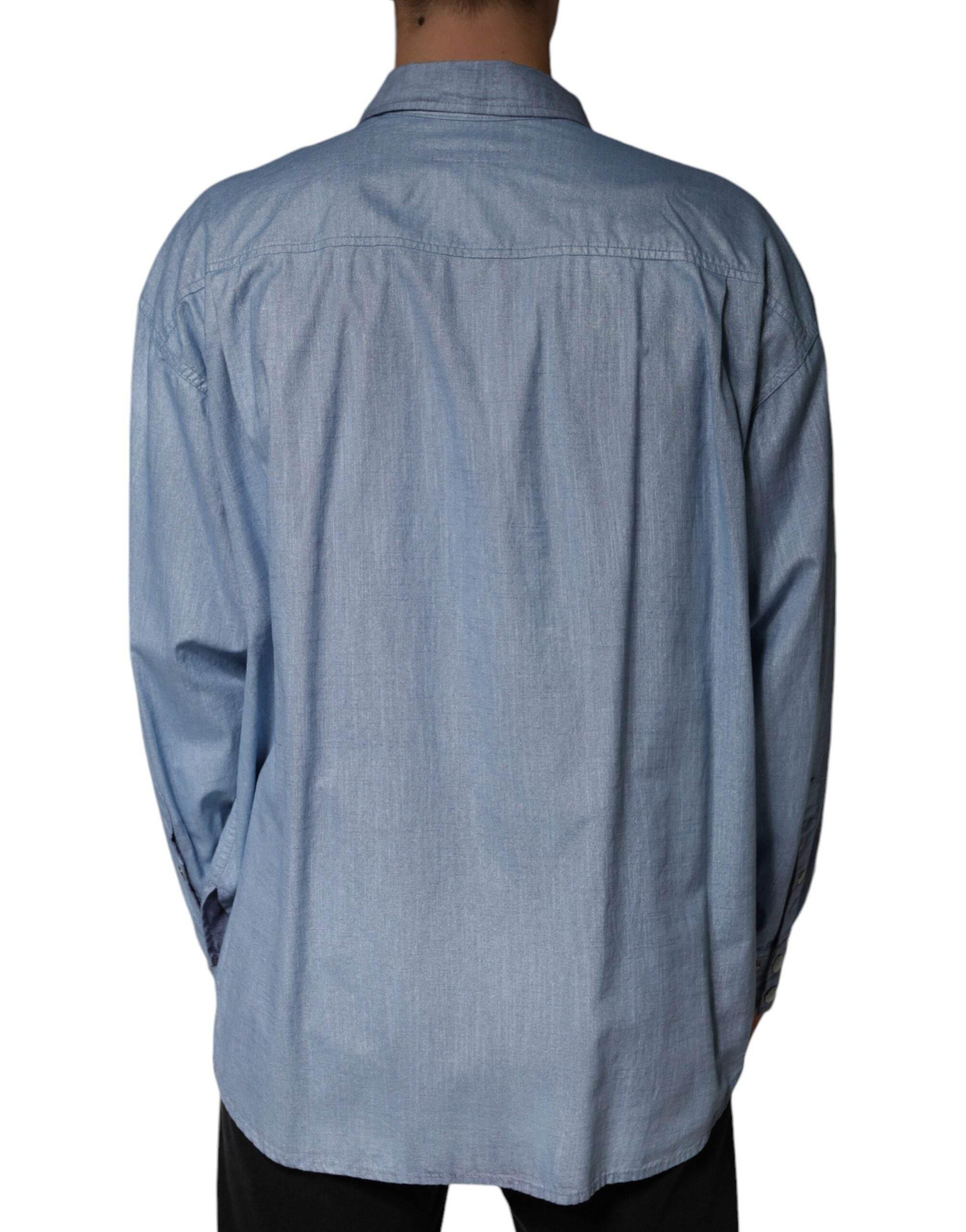 Dolce & Gabbana Light Blue Cotton Button Down Casual Shirt - Hilstor