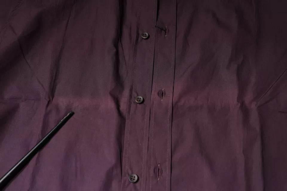 Dolce & Gabbana Dark Violet Cotton Dress GOLD Men Formal Shirt - Hilstor