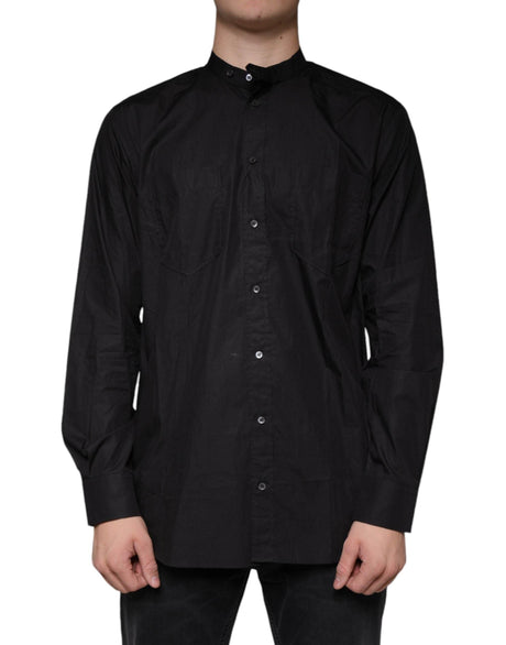 Dolce & Gabbana Black Cotton Button Down Men Casual Shirt - Hilstor