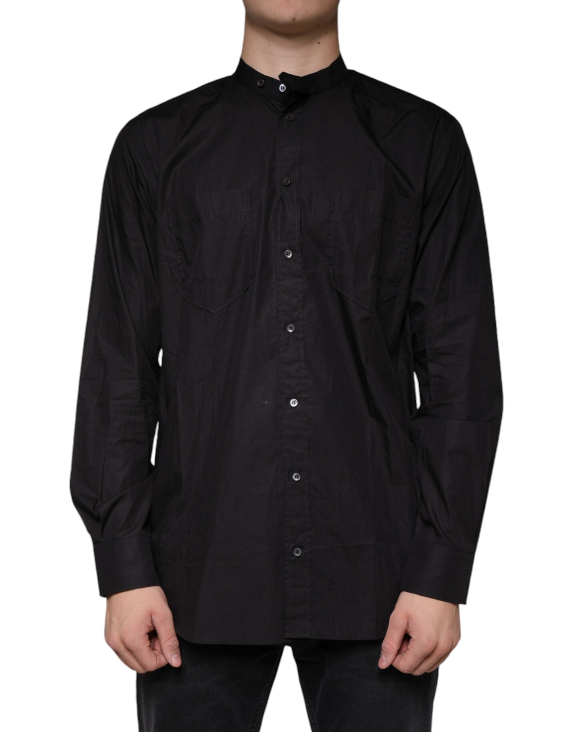 Dolce &amp; Gabbana sort bomuld Button Down mænd Casual skjorte