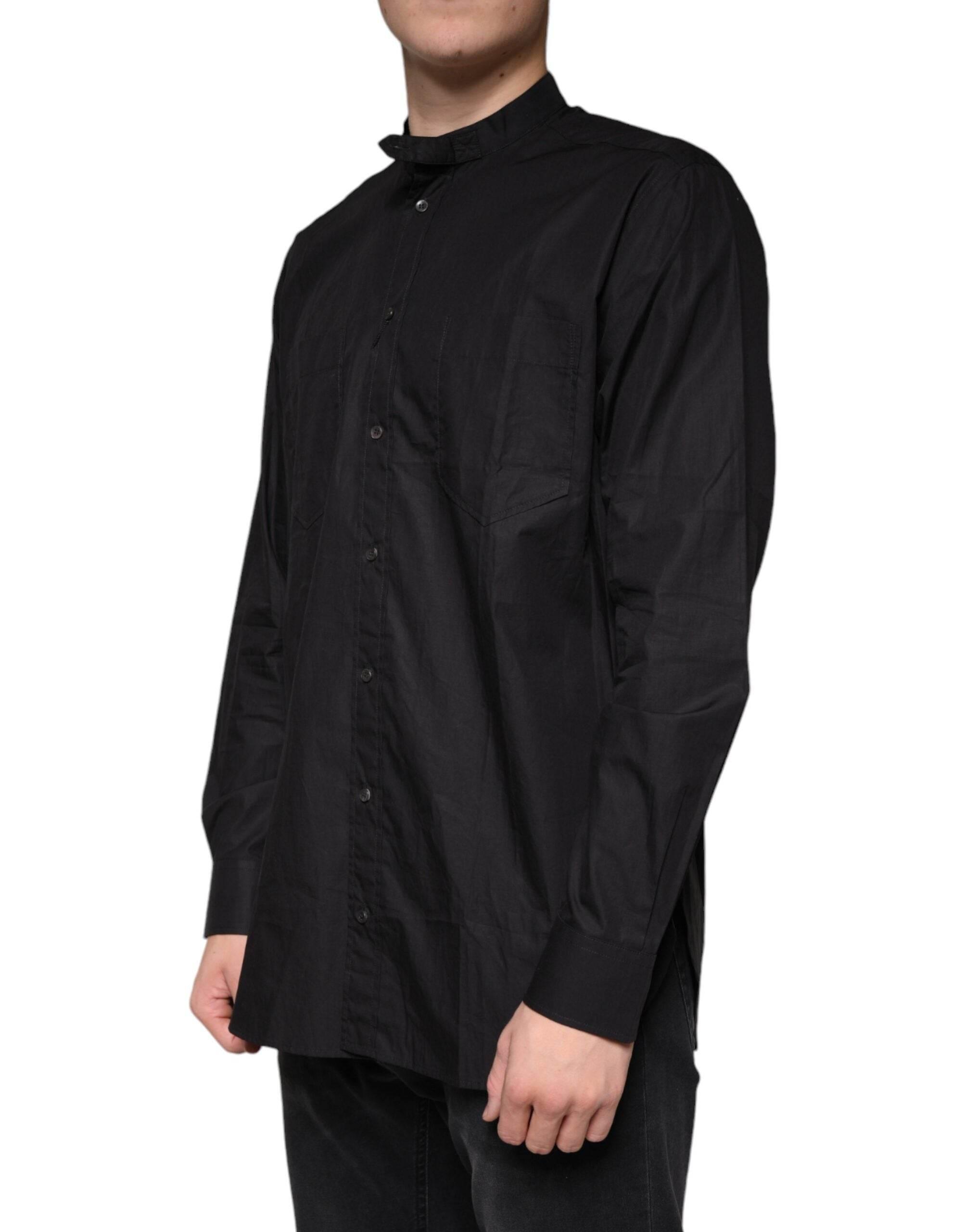 Dolce & Gabbana Black Cotton Button Down Men Casual Shirt - Hilstor