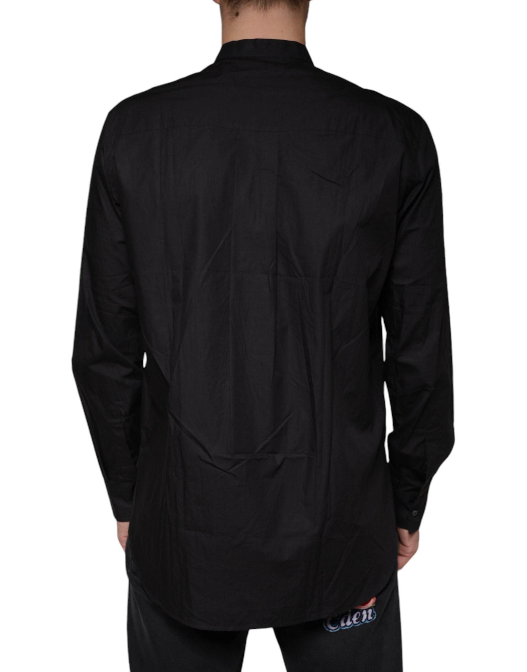 Dolce & Gabbana Black Cotton Button Down Men Casual Shirt - Hilstor