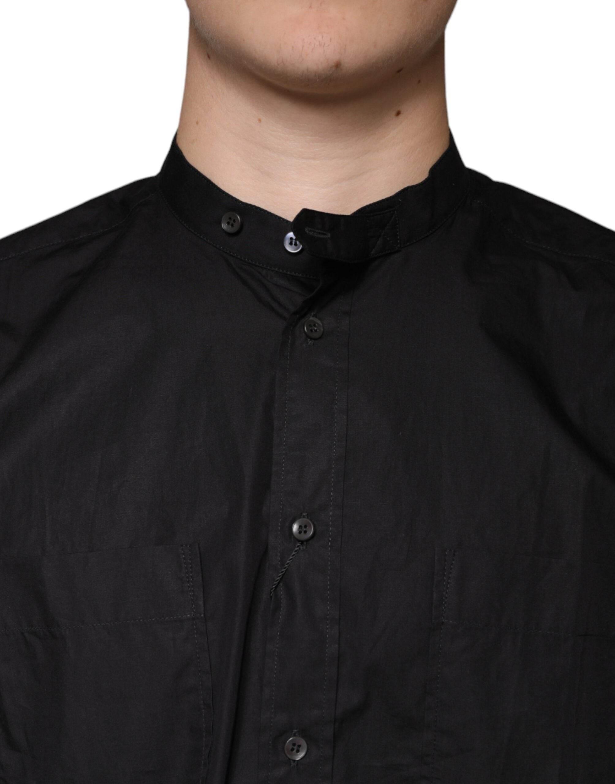 Dolce & Gabbana Black Cotton Button Down Men Casual Shirt - Hilstor