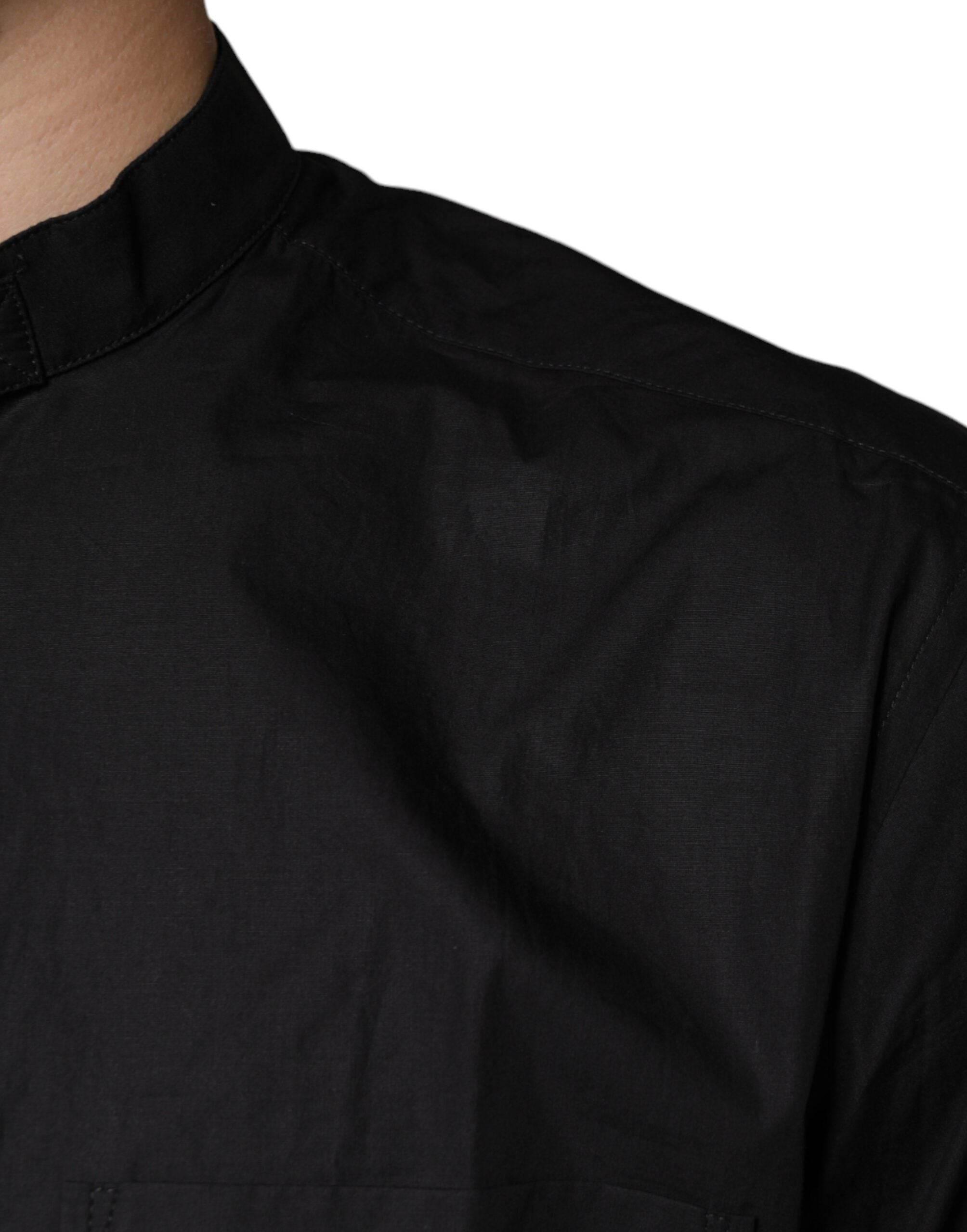 Dolce & Gabbana Black Cotton Button Down Men Casual Shirt - Hilstor