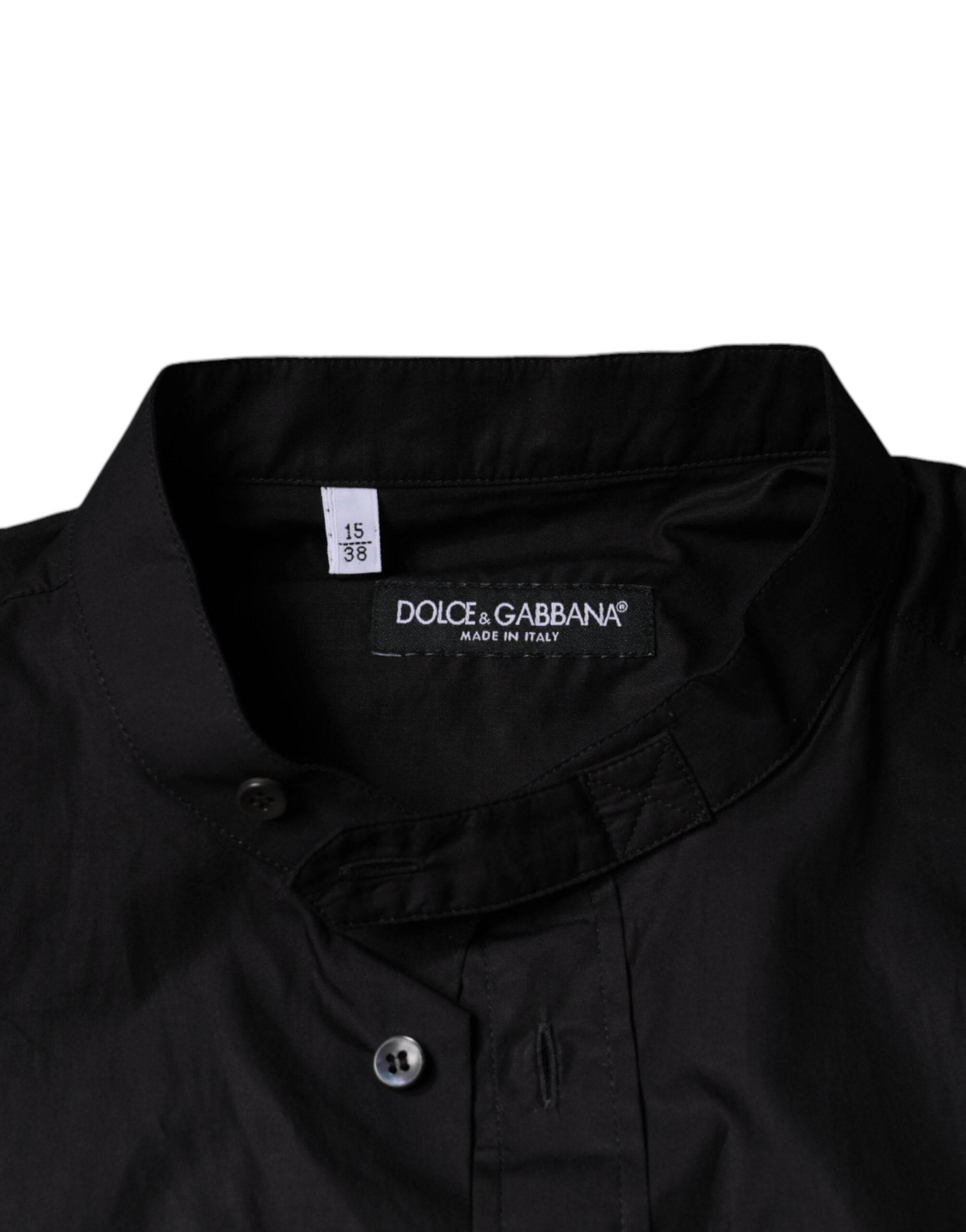 Dolce & Gabbana Black Cotton Button Down Men Casual Shirt - Hilstor