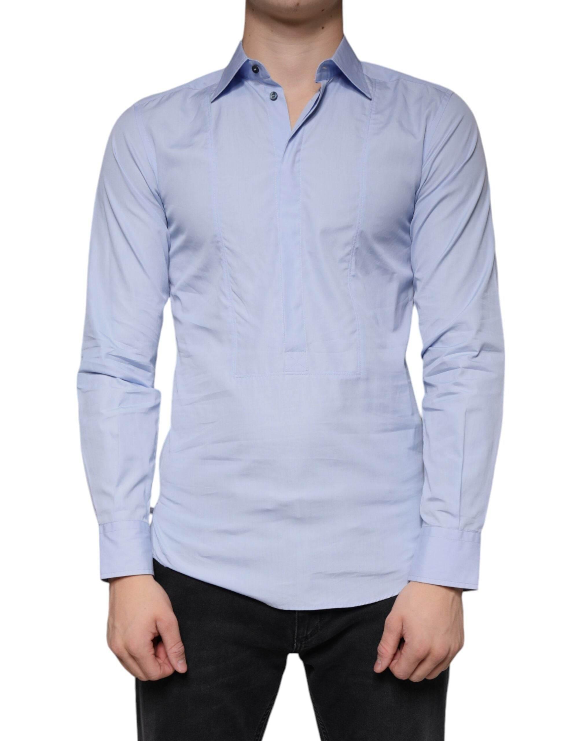 Dolce & Gabbana Light Blue Cotton Men Dress Formal Shirt - Hilstor
