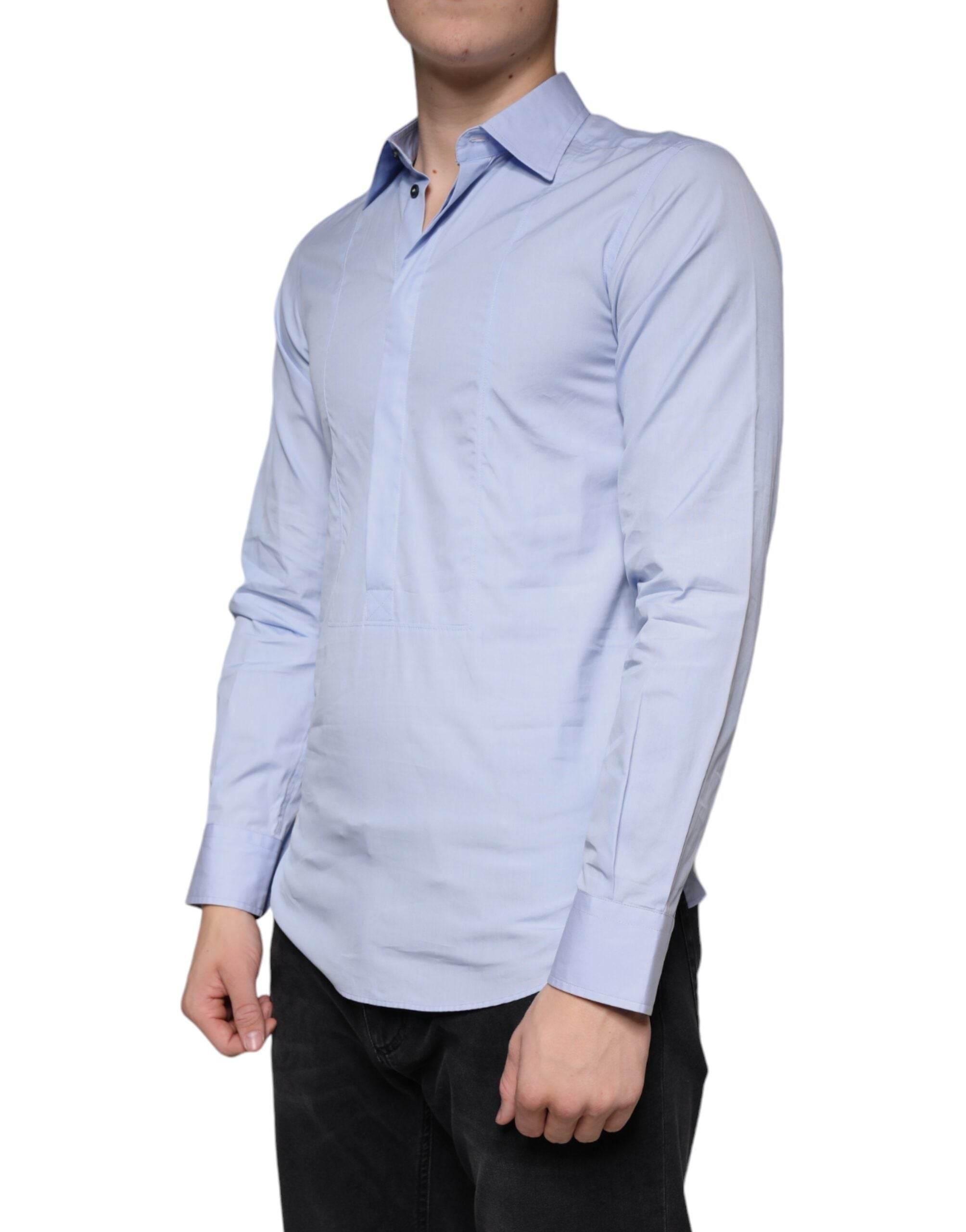 Dolce & Gabbana Light Blue Cotton Men Dress Formal Shirt - Hilstor