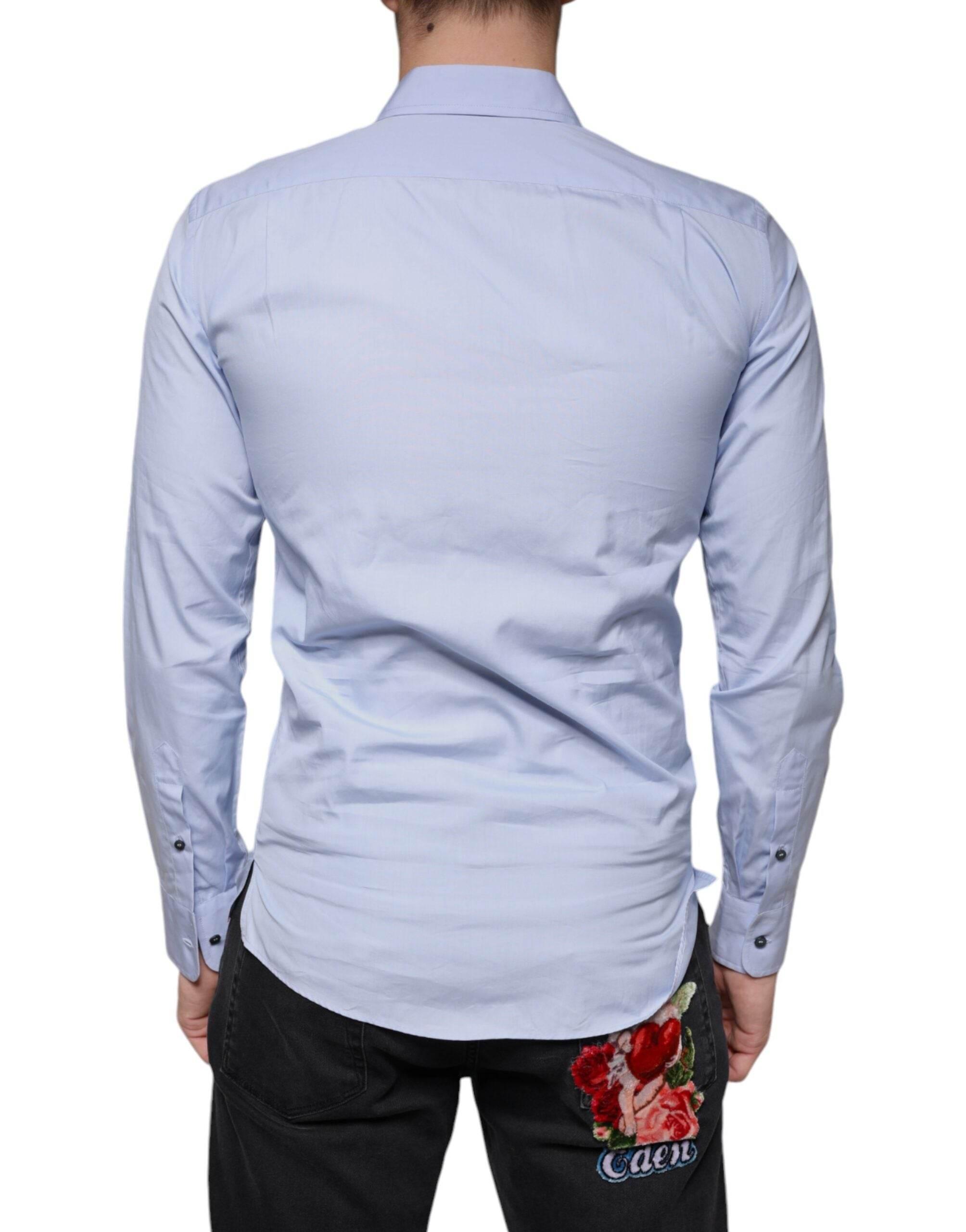 Dolce & Gabbana Light Blue Cotton Men Dress Formal Shirt - Hilstor