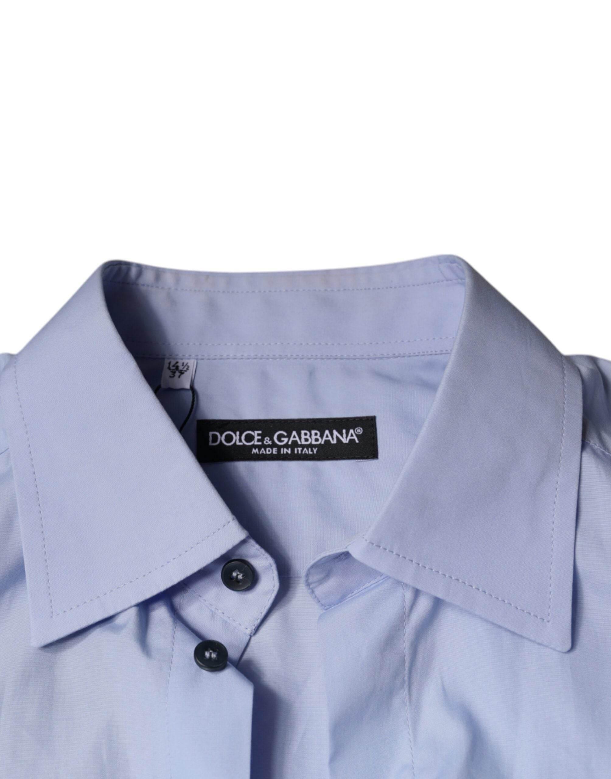 Dolce & Gabbana Light Blue Cotton Men Dress Formal Shirt - Hilstor