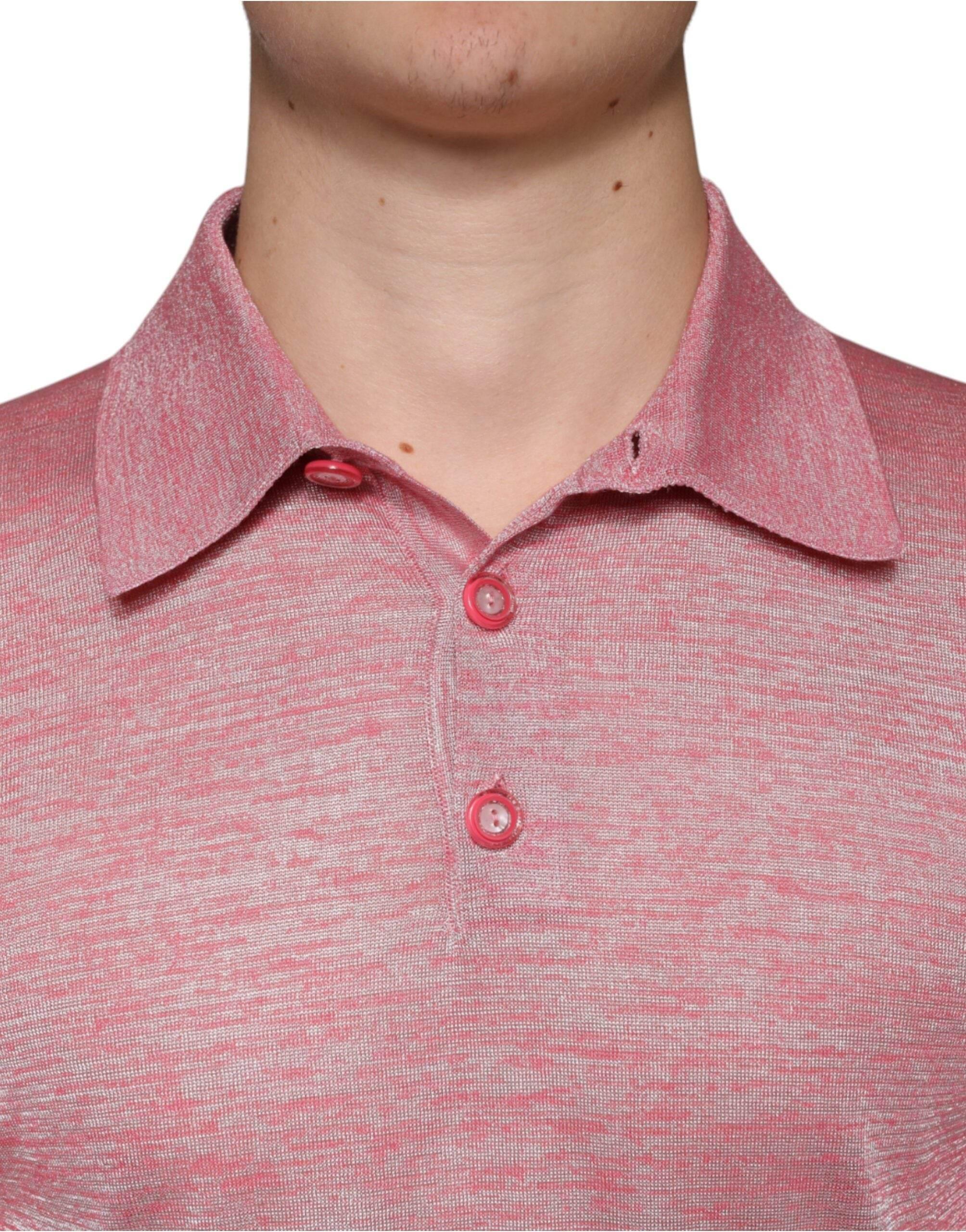 Dolce & Gabbana Pink Polyester Long Sleeve Men Polo T-shirt - Hilstor