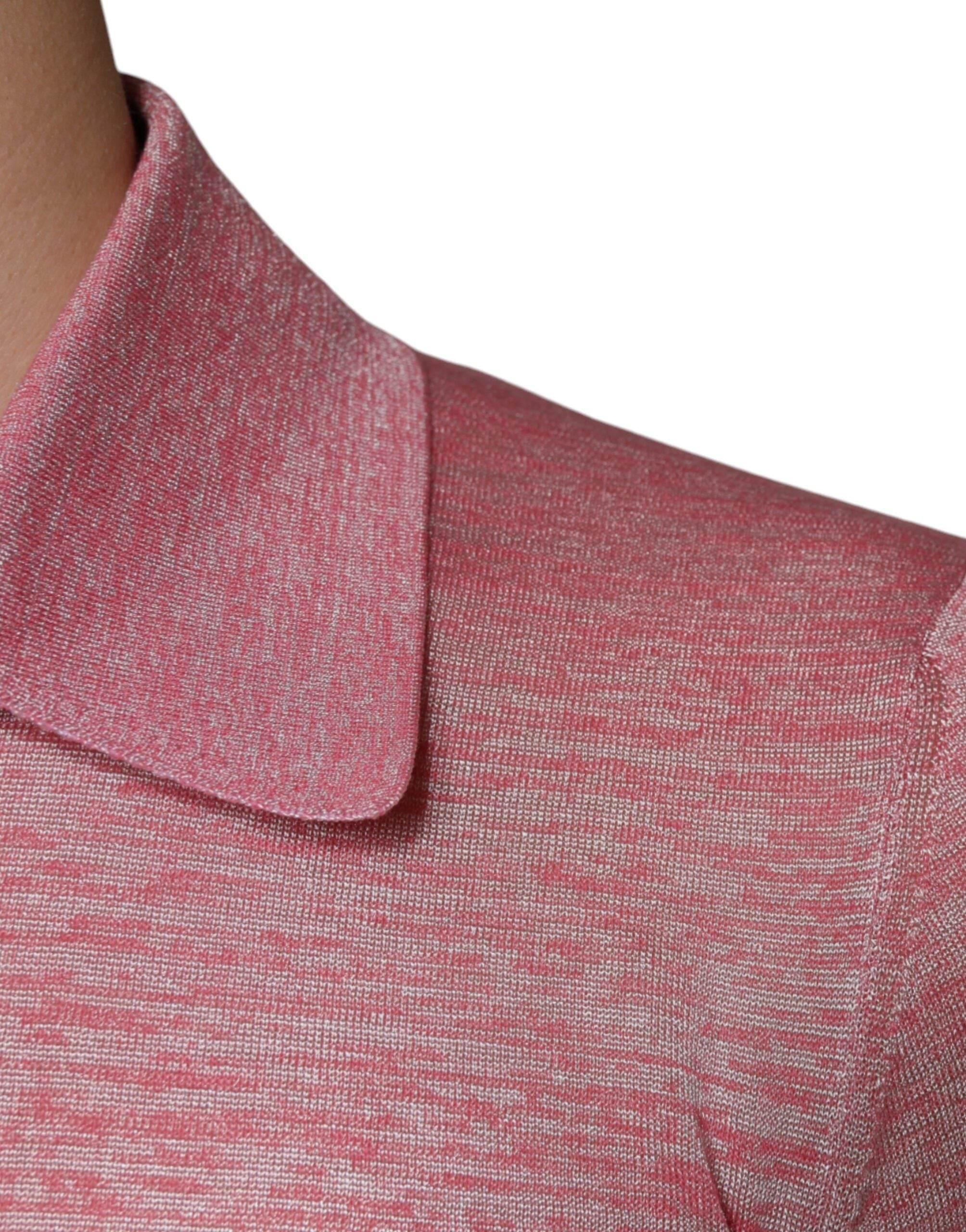 Dolce & Gabbana Pink Polyester Long Sleeve Men Polo T-shirt - Hilstor