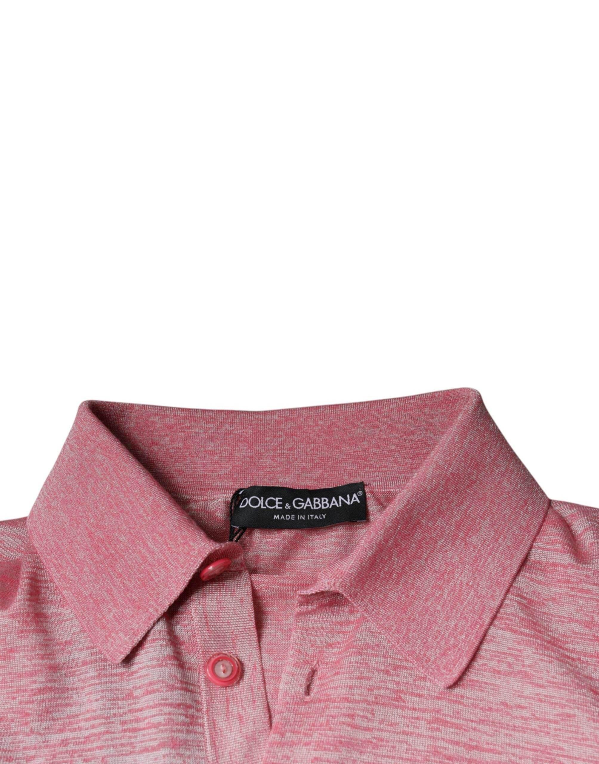 Dolce & Gabbana Pink Polyester Long Sleeve Men Polo T-shirt - Hilstor