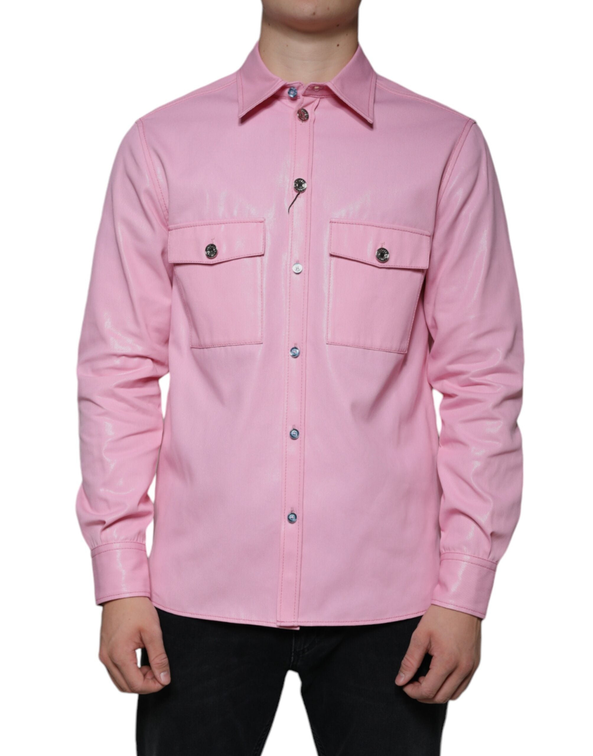 Dolce &amp; Gabbana Pink bomuldskrave Button Down skjorte