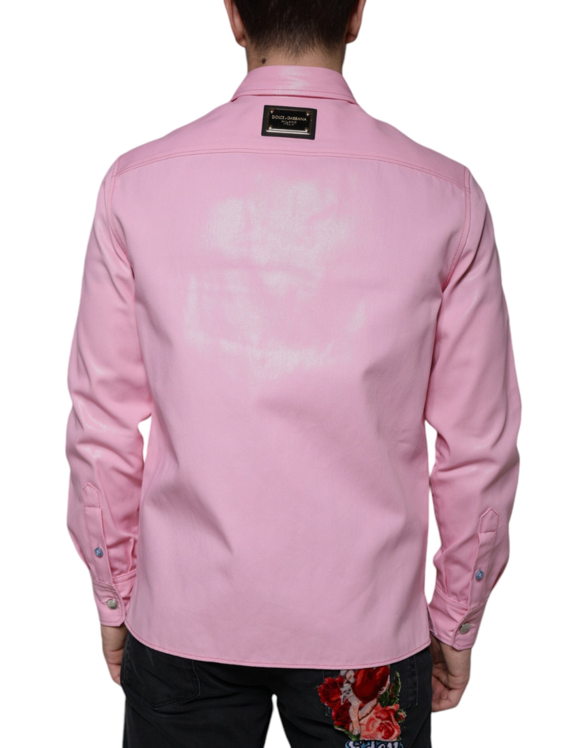Dolce &amp; Gabbana Pink bomuldskrave Button Down skjorte