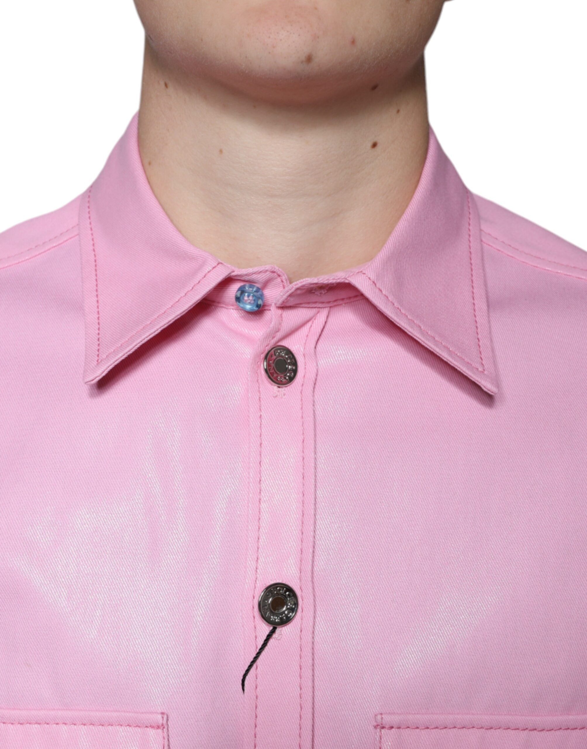 Dolce &amp; Gabbana Pink bomuldskrave Button Down skjorte