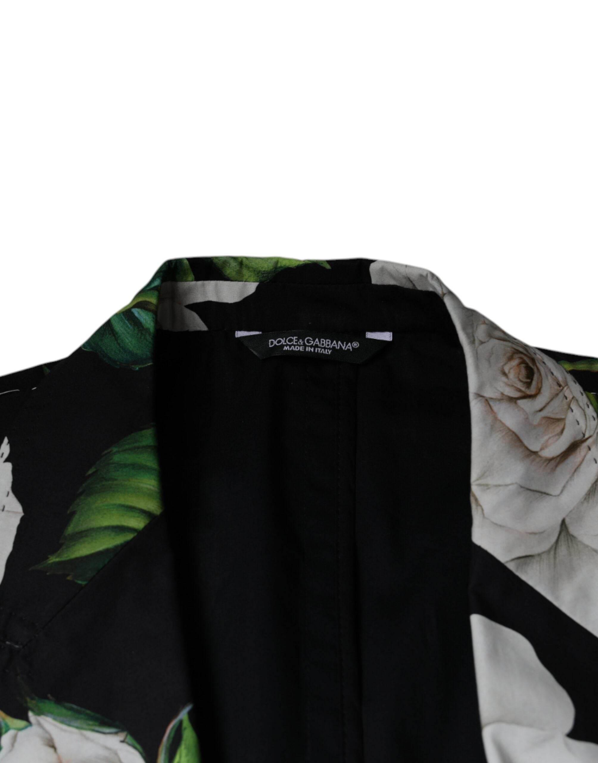 Dolce & Gabbana Black Rose Cotton Men Formal 2 Piece Suit - Hilstor