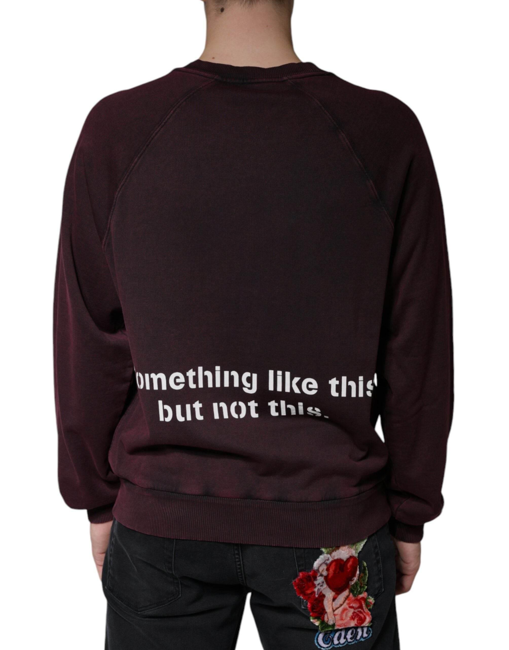 Dolce & Gabbana Maroon Logo Crew Neck Men Sweatshirt Sweater - Hilstor