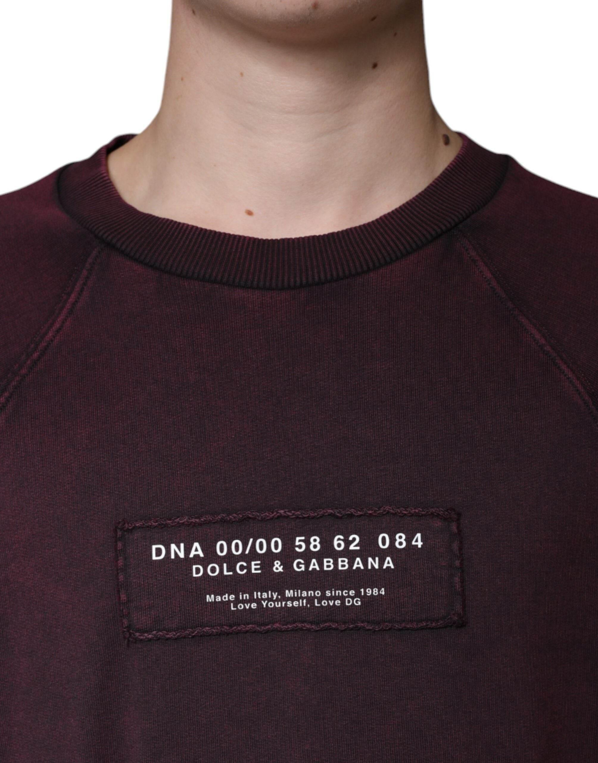 Dolce & Gabbana Maroon Logo Crew Neck Men Sweatshirt Sweater - Hilstor