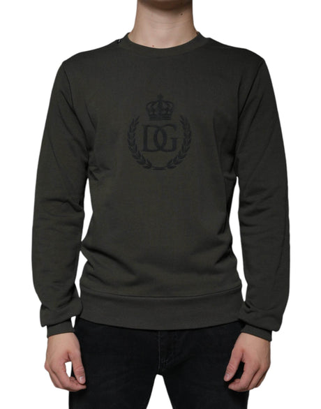 Dolce & Gabbana Army Green DG Crown Crew Neck Pullover Sweater - Hilstor