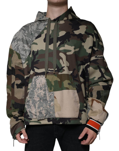Dolce & Gabbana Multicolor Camouflage Hooded Sweatshirt Sweater - Hilstor