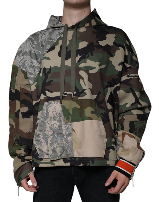 Dolce & Gabbana Multicolor Camouflage Hooded Sweatshirt Sweater - Hilstor