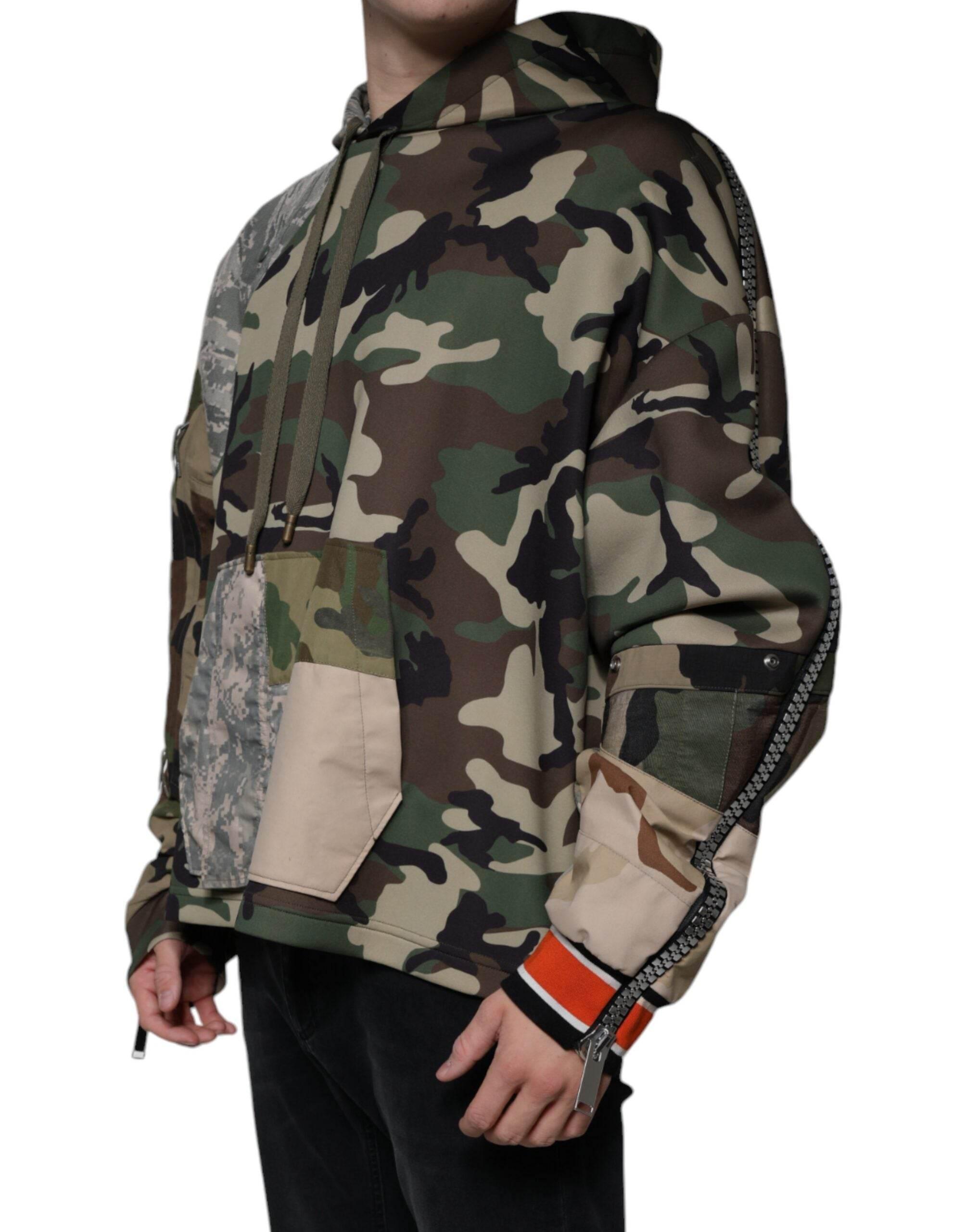 Dolce & Gabbana Multicolor Camouflage Hooded Sweatshirt Sweater - Hilstor