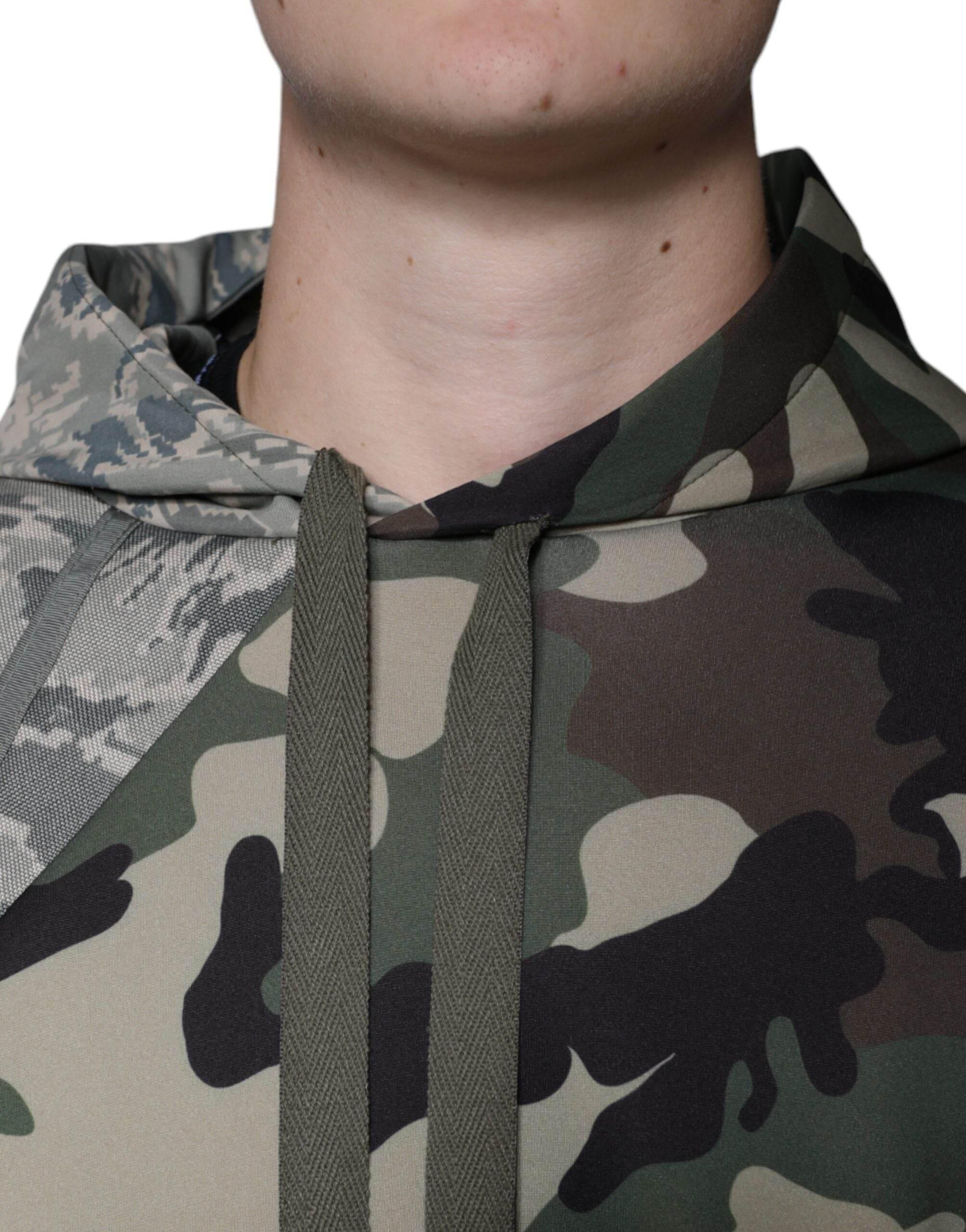 Dolce & Gabbana Multicolor Camouflage Hooded Sweatshirt Sweater - Hilstor