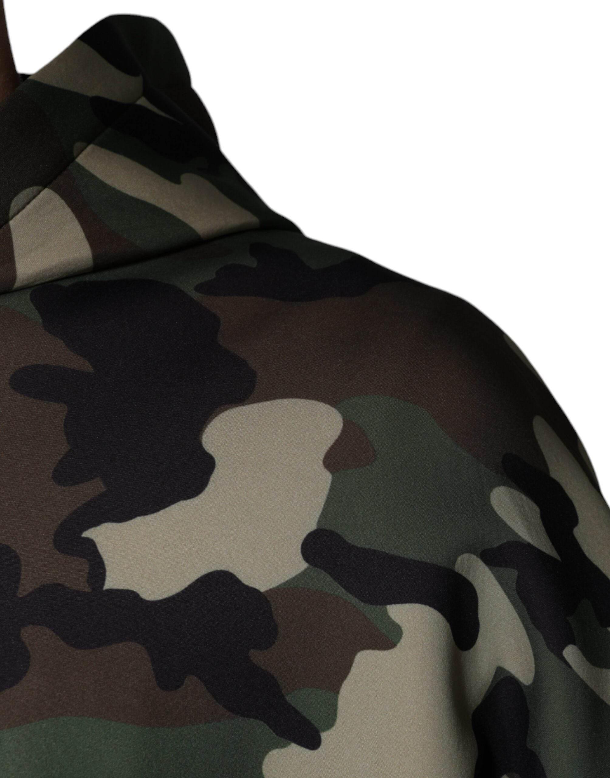 Dolce & Gabbana Multicolor Camouflage Hooded Sweatshirt Sweater - Hilstor
