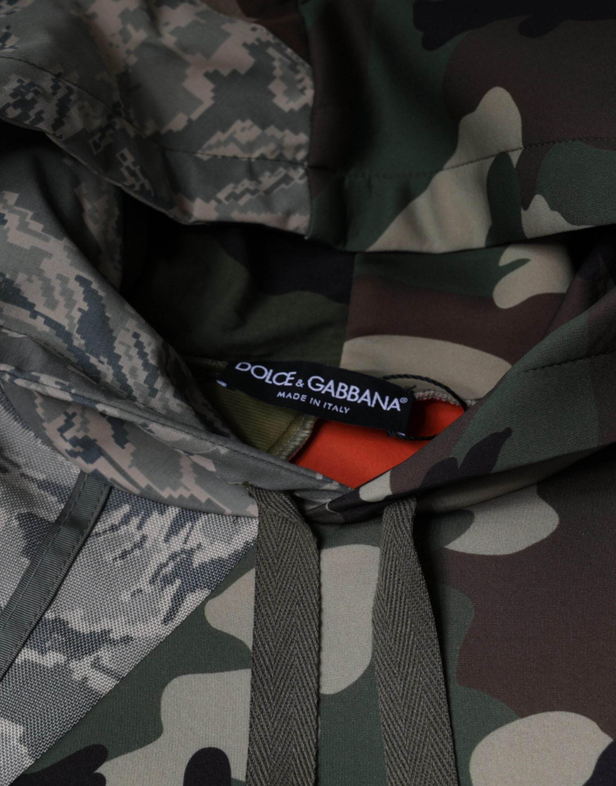 Dolce & Gabbana Multicolor Camouflage Hooded Sweatshirt Sweater - Hilstor