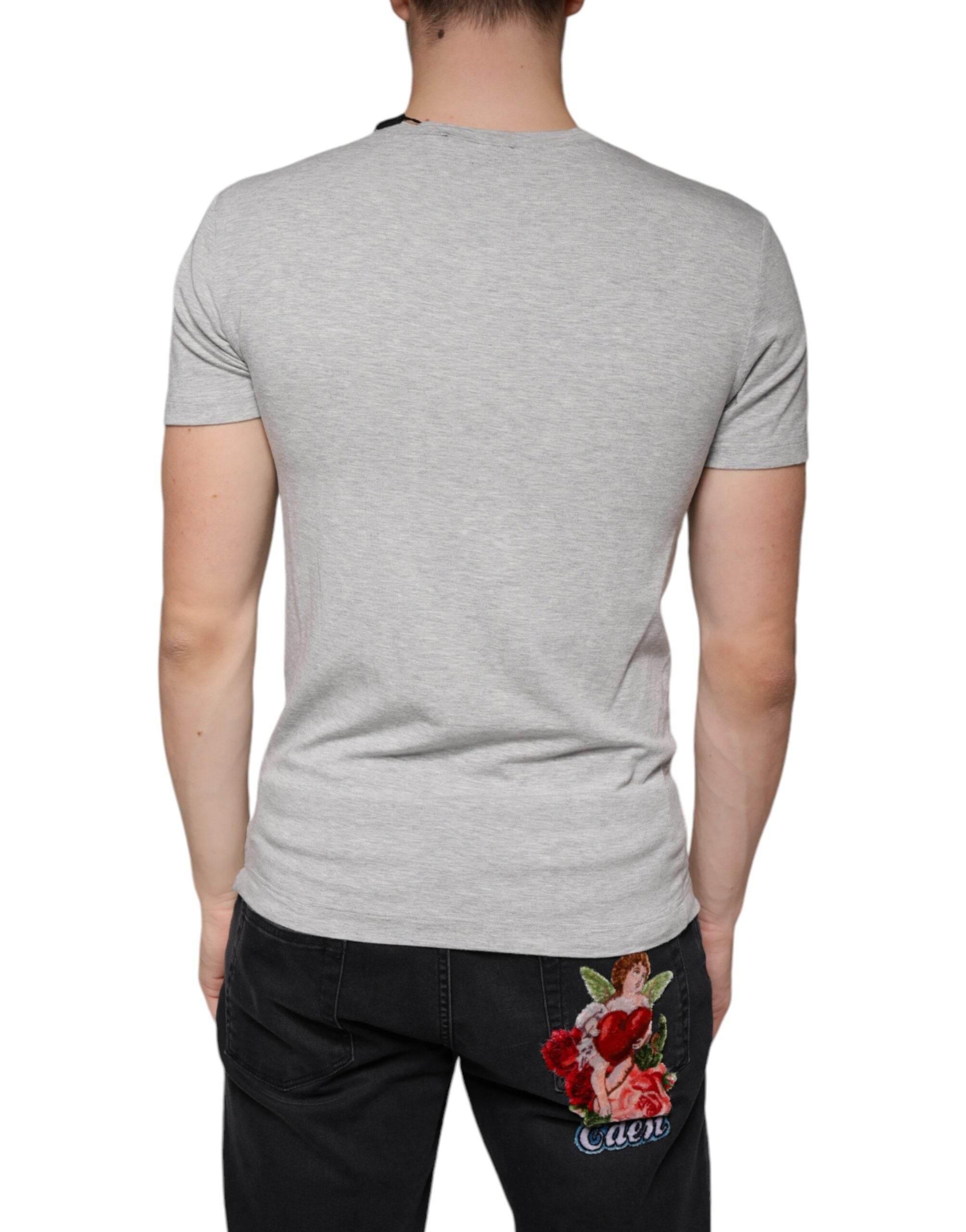 Dolce & Gabbana Gray Logo Print Crewneck Short Sleeve T-shirt - Hilstor