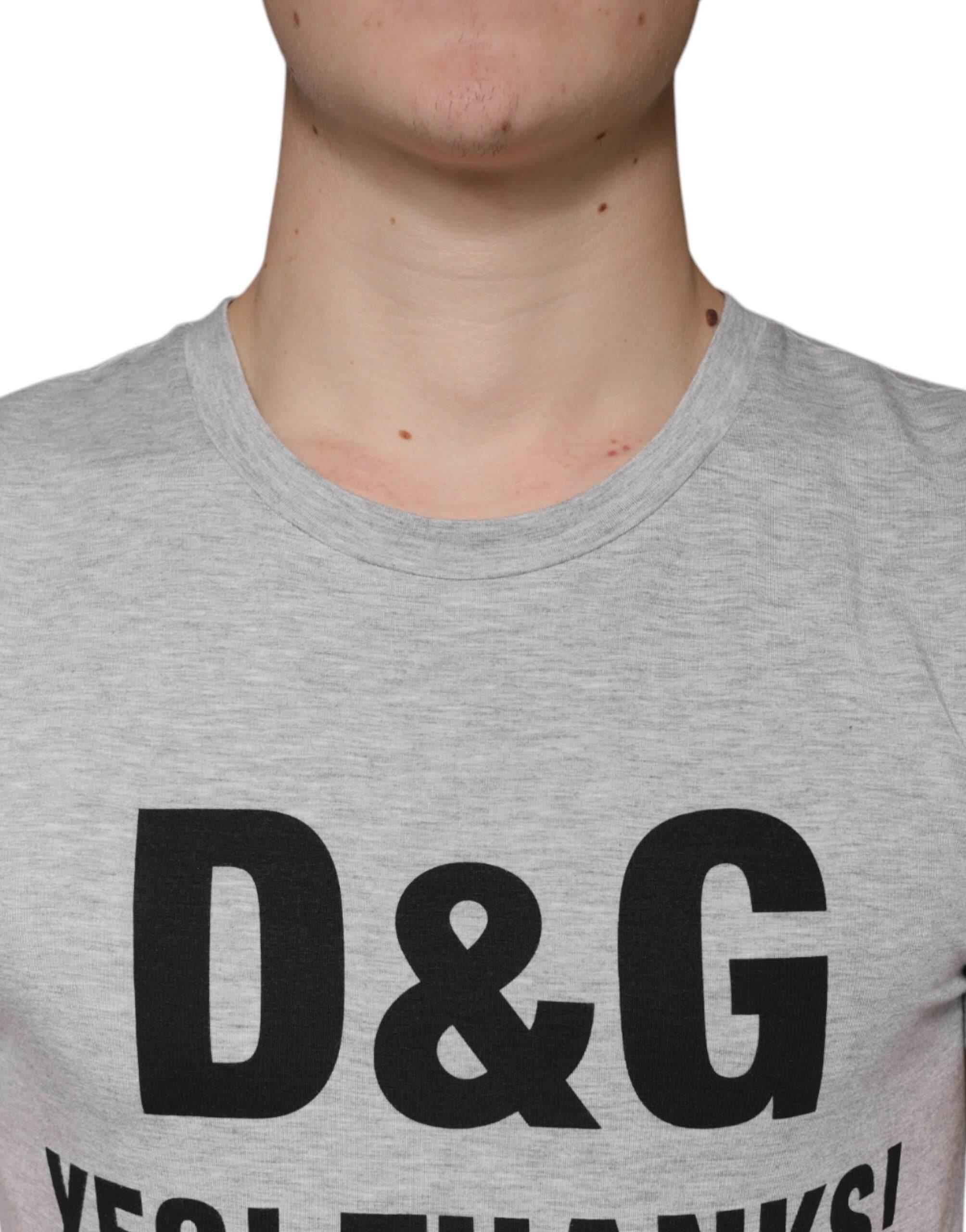 Dolce & Gabbana Gray Logo Print Crewneck Short Sleeve T-shirt - Hilstor