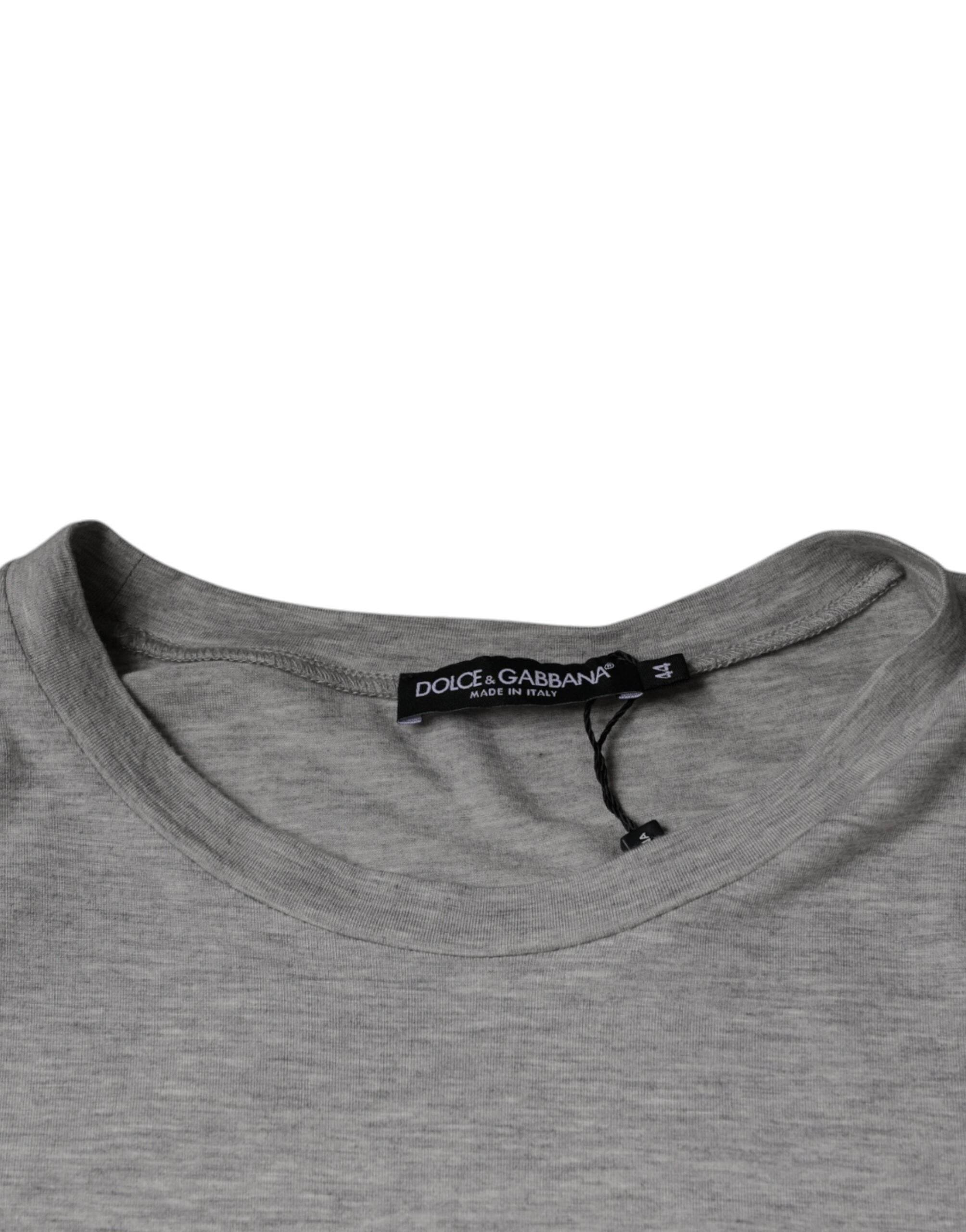 Dolce & Gabbana Gray Logo Print Crewneck Short Sleeve T-shirt - Hilstor