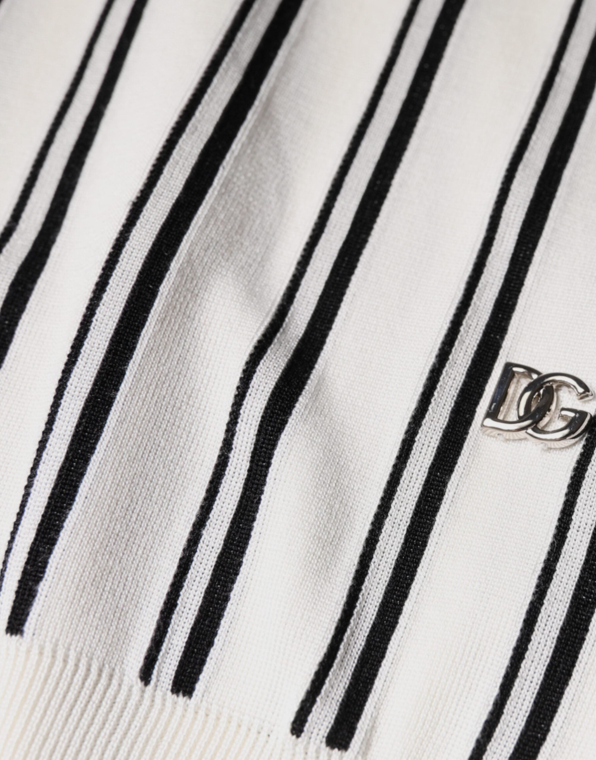 Dolce &amp; Gabbana White Black Stripe Polo Kortærmet T-shirt