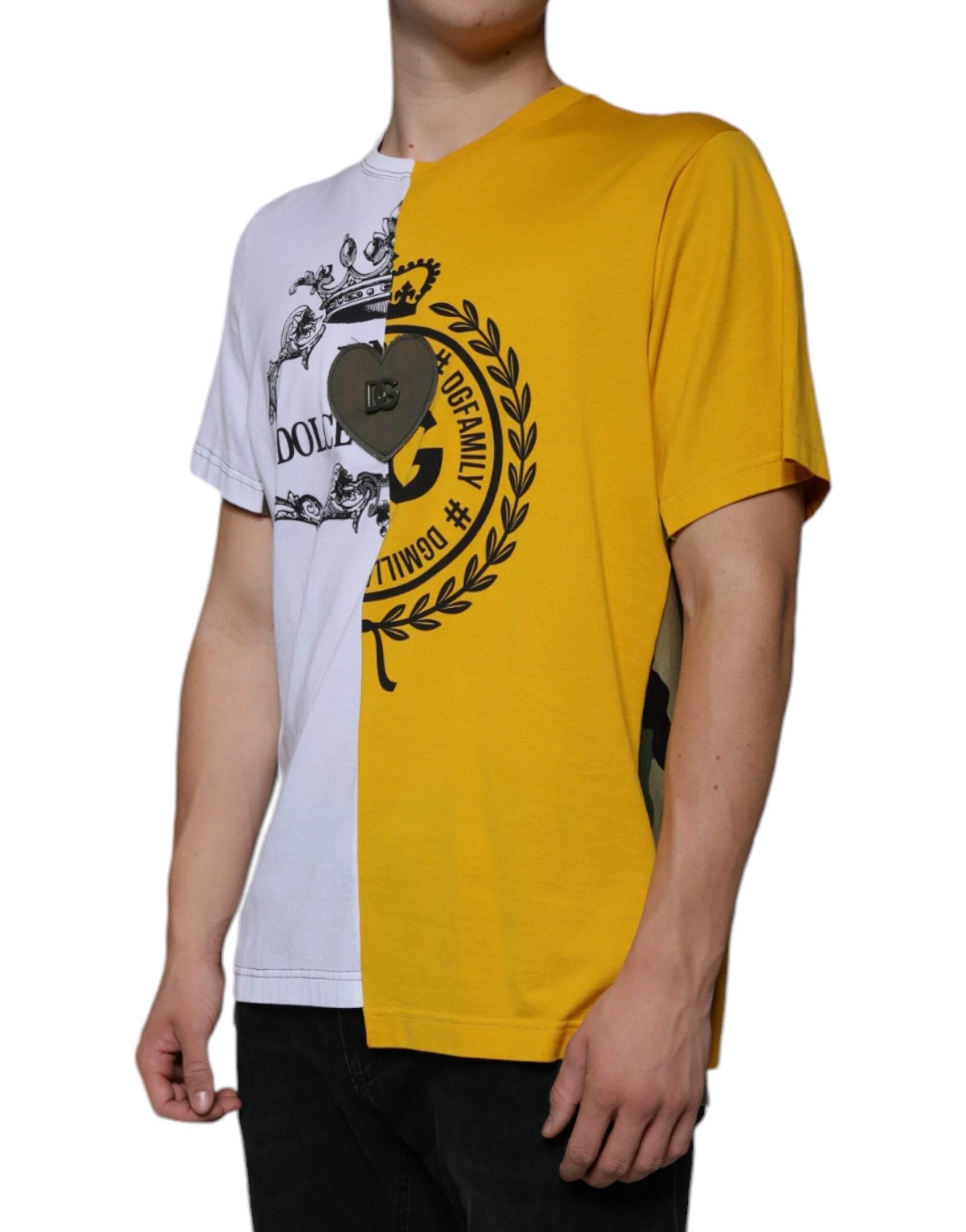 Dolce & Gabbana White Yellow Logo Print Short Sleeve T-shirt - Hilstor