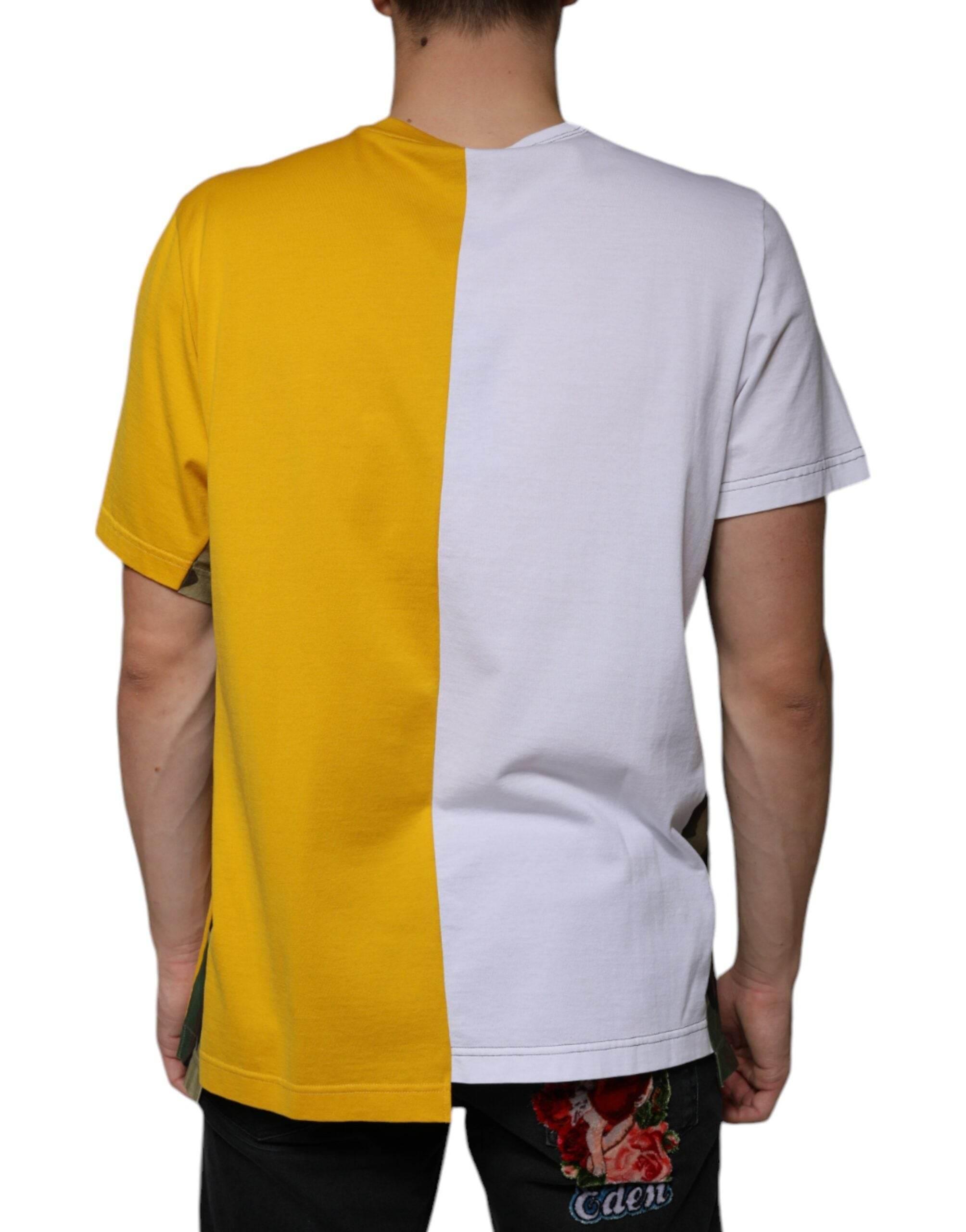 Dolce & Gabbana White Yellow Logo Print Short Sleeve T-shirt - Hilstor