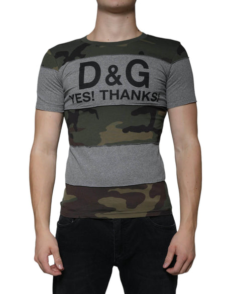 Dolce & Gabbana Multicolor Camouflage Cotton Crew Neck T-shirt - Hilstor