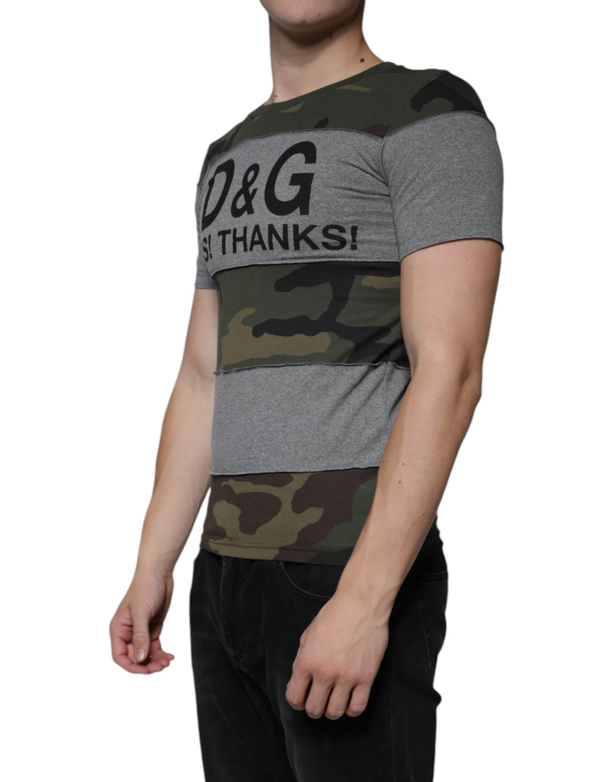 Dolce & Gabbana Multicolor Camouflage Cotton Crew Neck T-shirt - Hilstor