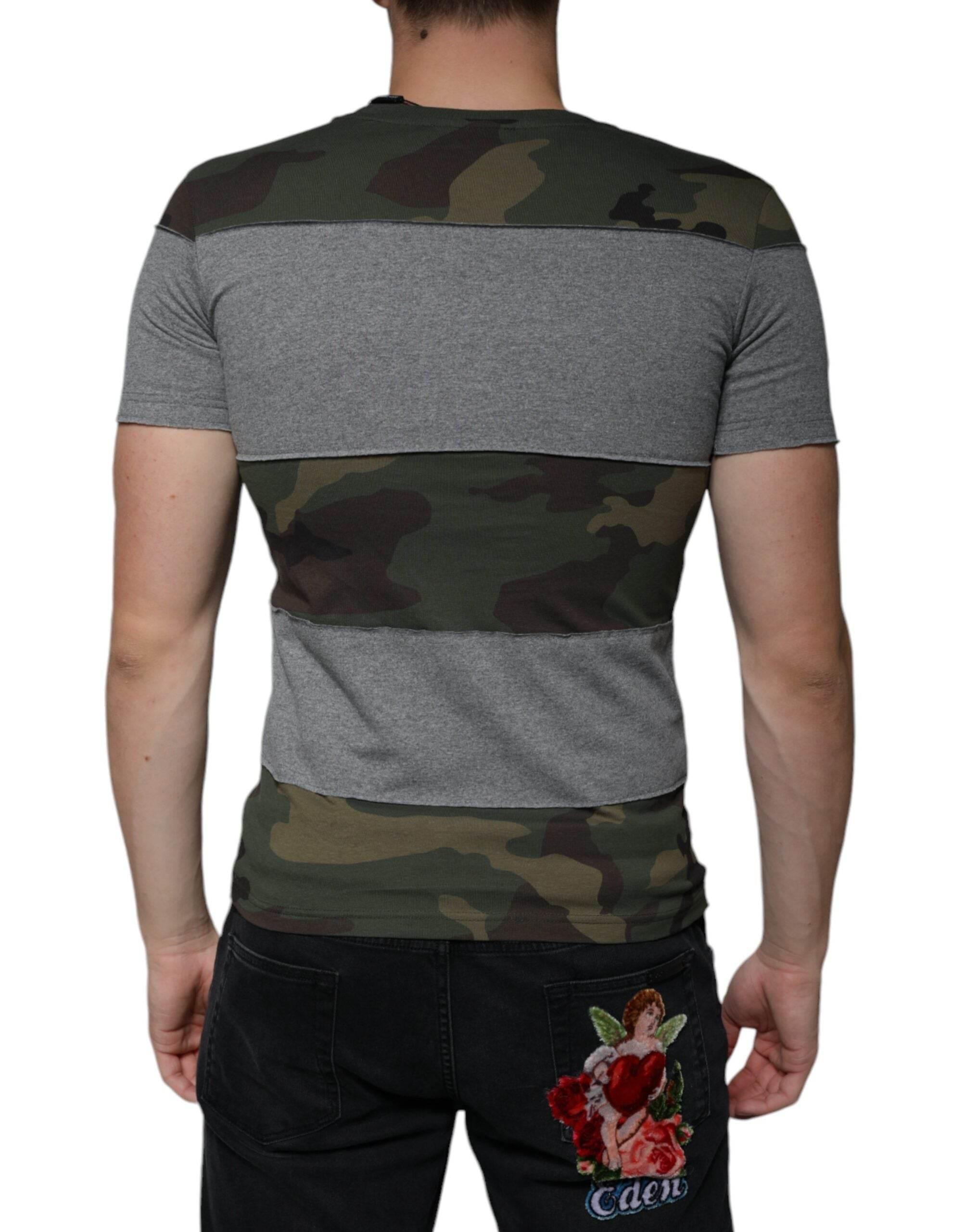 Dolce & Gabbana Multicolor Camouflage Cotton Crew Neck T-shirt - Hilstor