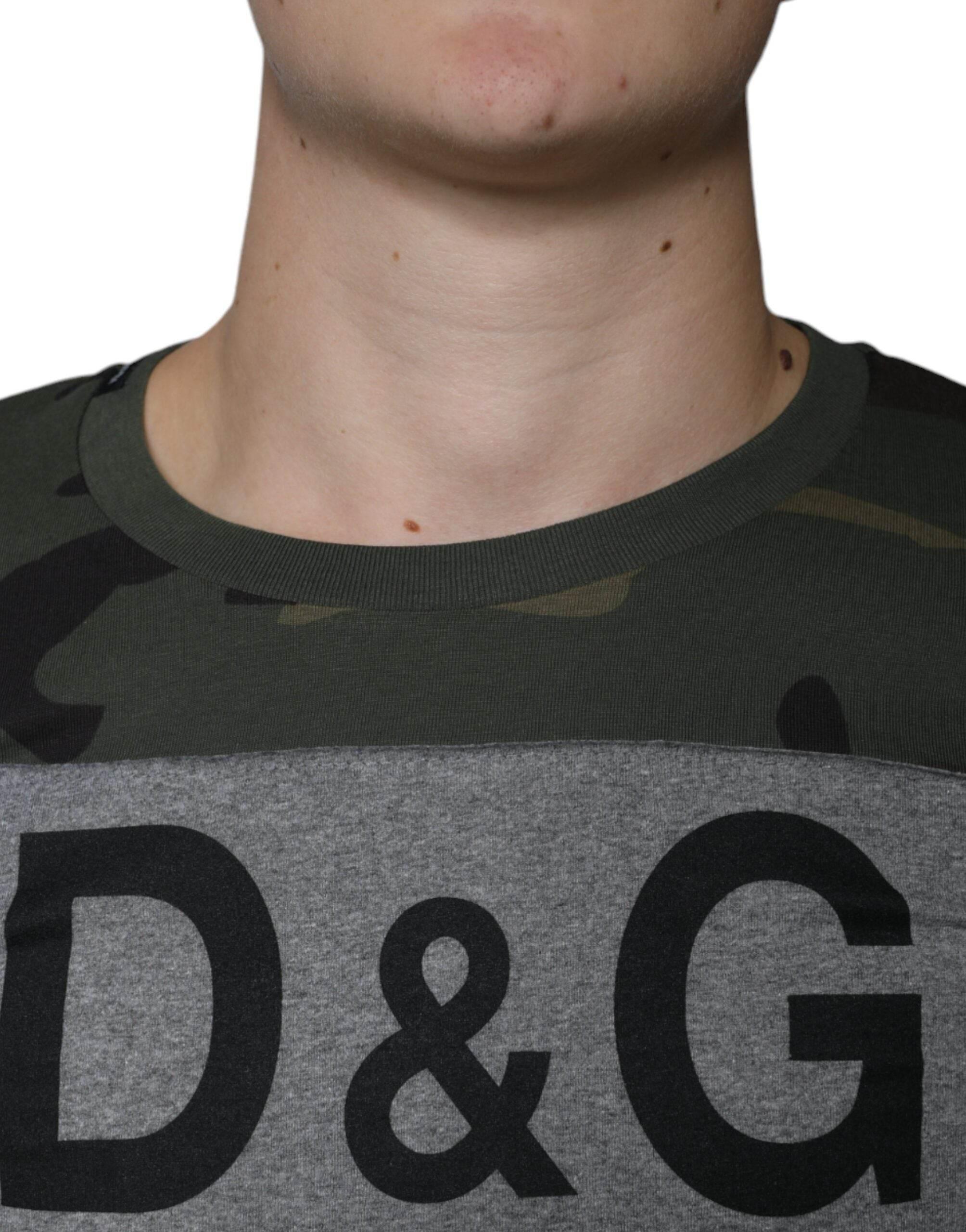 Dolce & Gabbana Multicolor Camouflage Cotton Crew Neck T-shirt - Hilstor