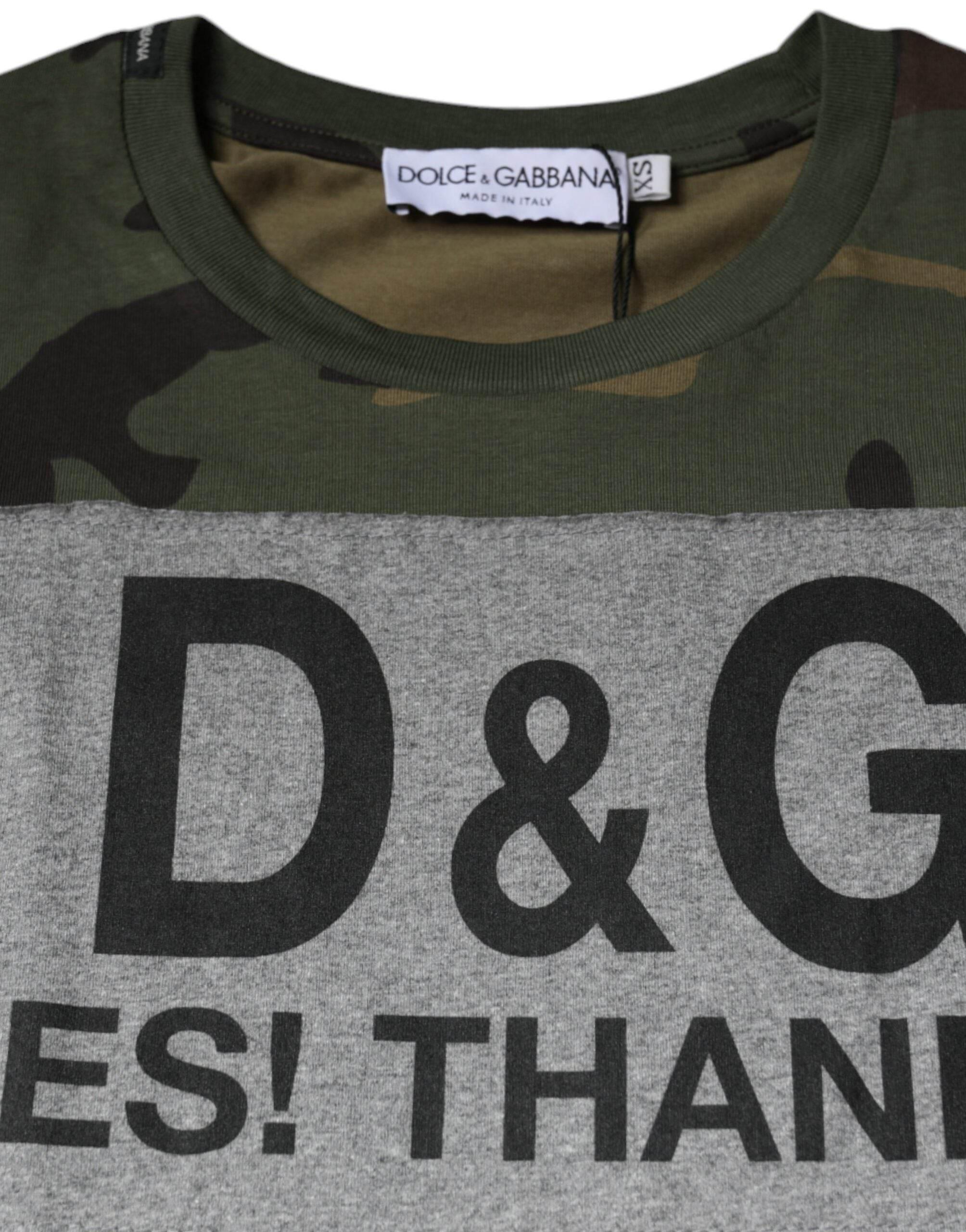 Dolce & Gabbana Multicolor Camouflage Cotton Crew Neck T-shirt - Hilstor