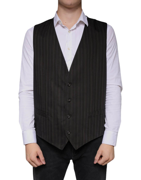Dolce & Gabbana Black Cotton Waistcoat Dress Formal Vest - Hilstor