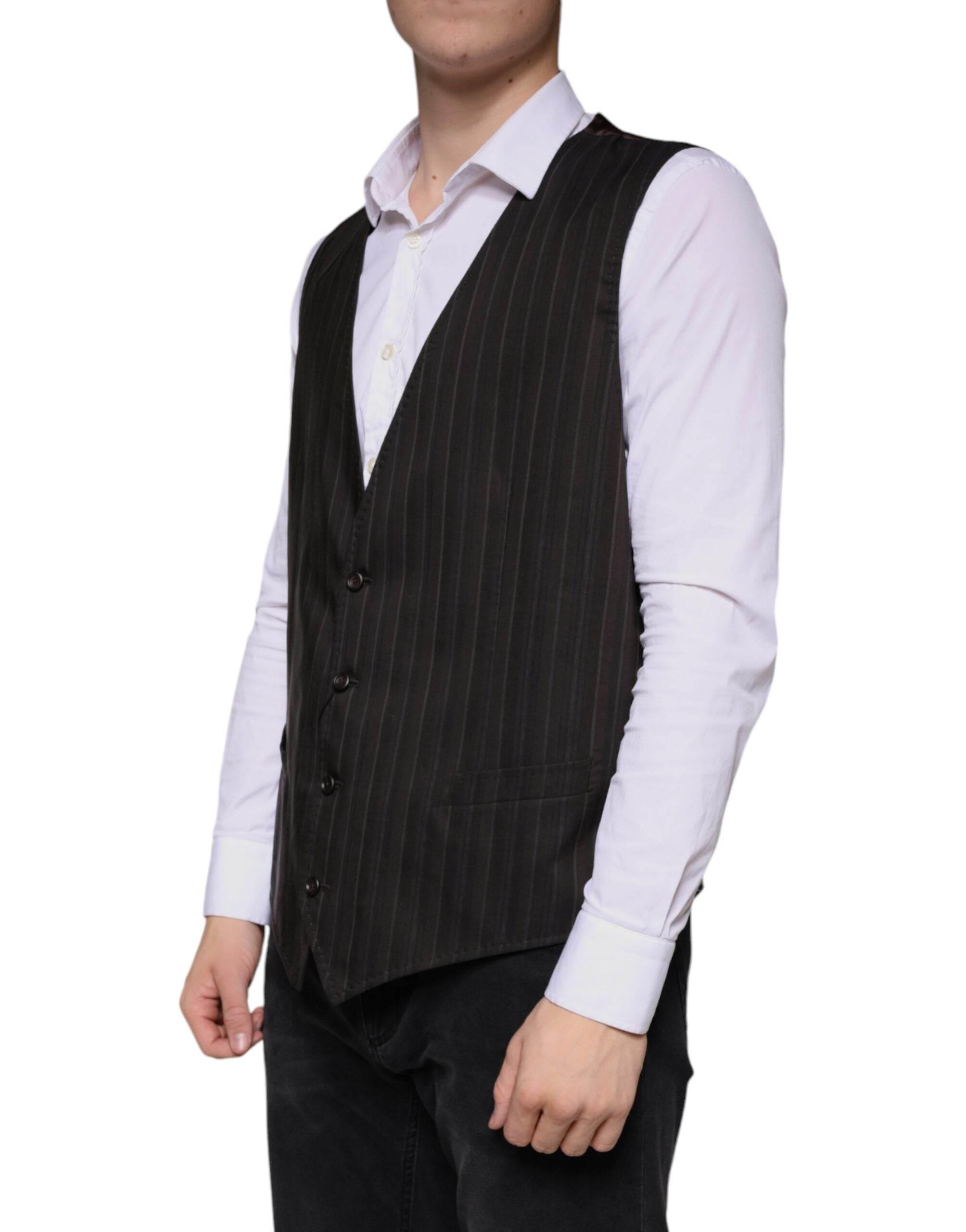 Dolce & Gabbana Black Cotton Waistcoat Dress Formal Vest - Hilstor