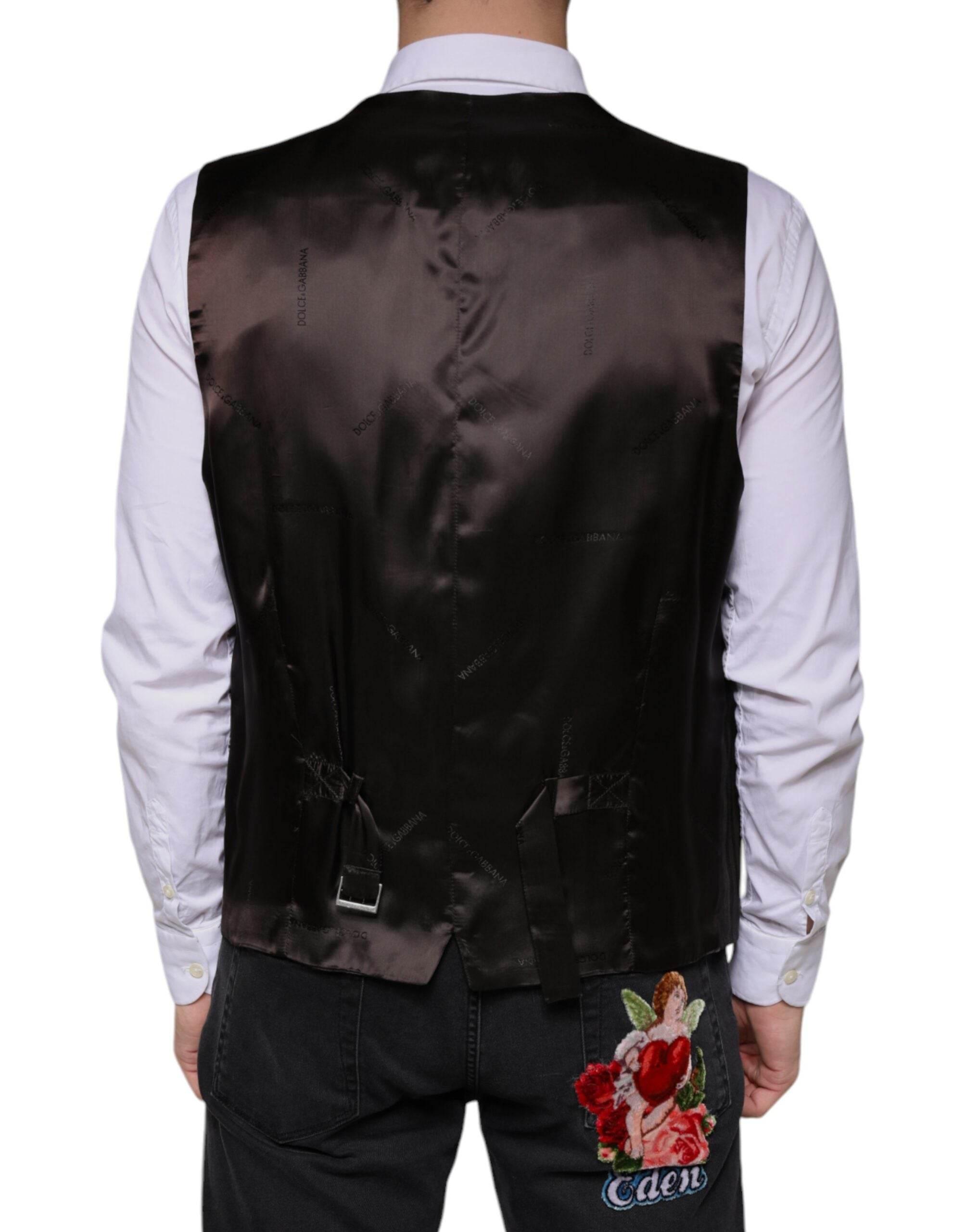 Dolce & Gabbana Black Cotton Waistcoat Dress Formal Vest - Hilstor