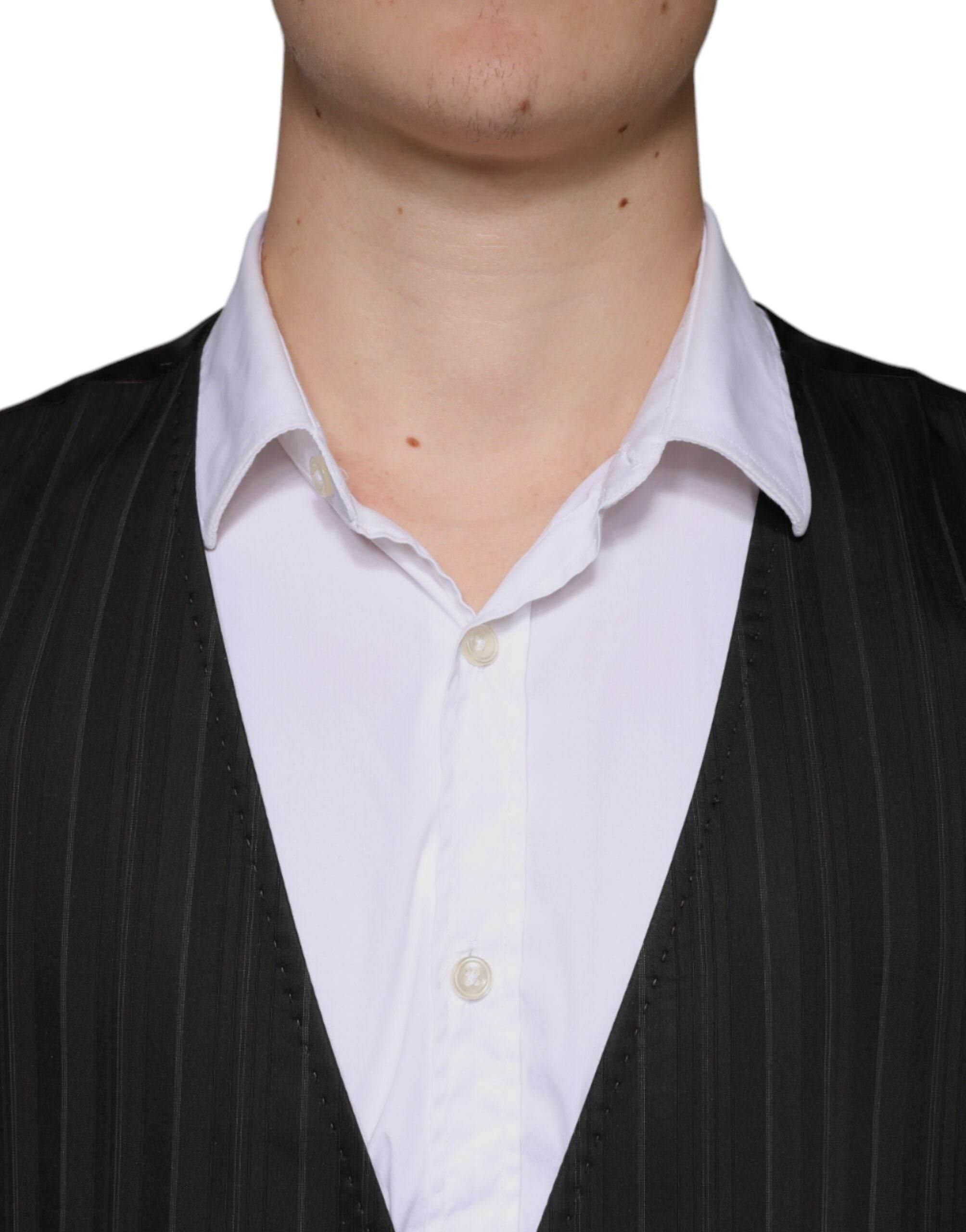 Dolce & Gabbana Black Cotton Waistcoat Dress Formal Vest - Hilstor