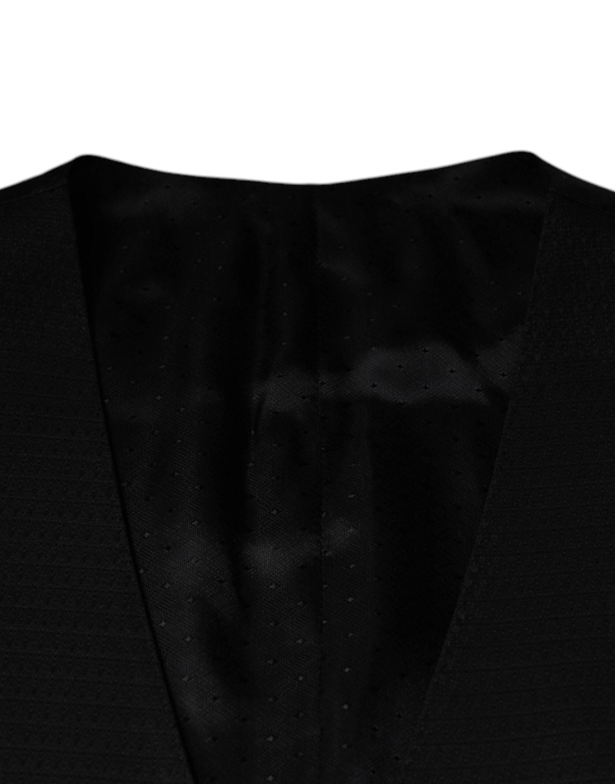 Dolce & Gabbana Black Wool Waistcoat Dress Formal Vest - Hilstor