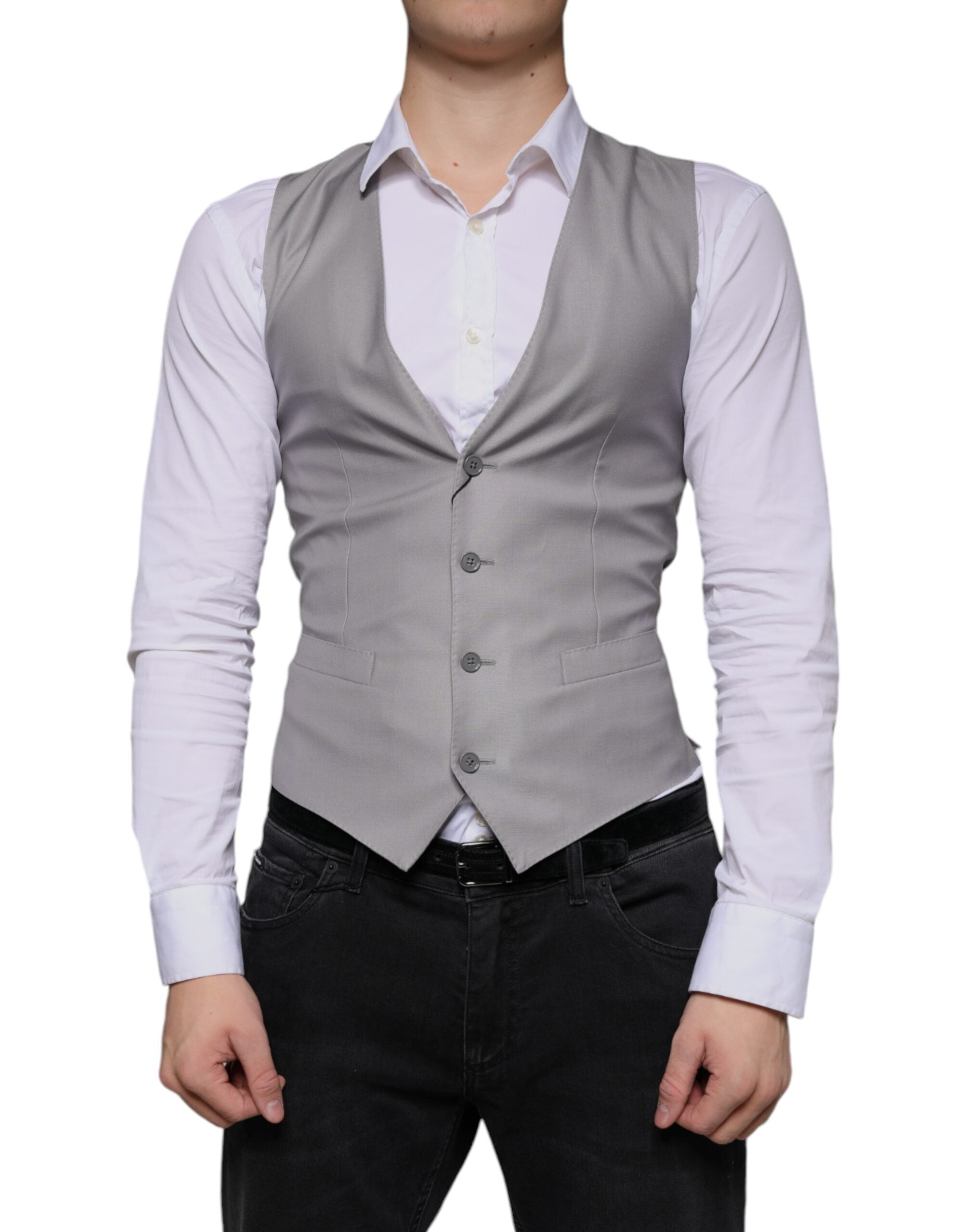 Dolce &amp; Gabbana lysegrå uld formel vest vest