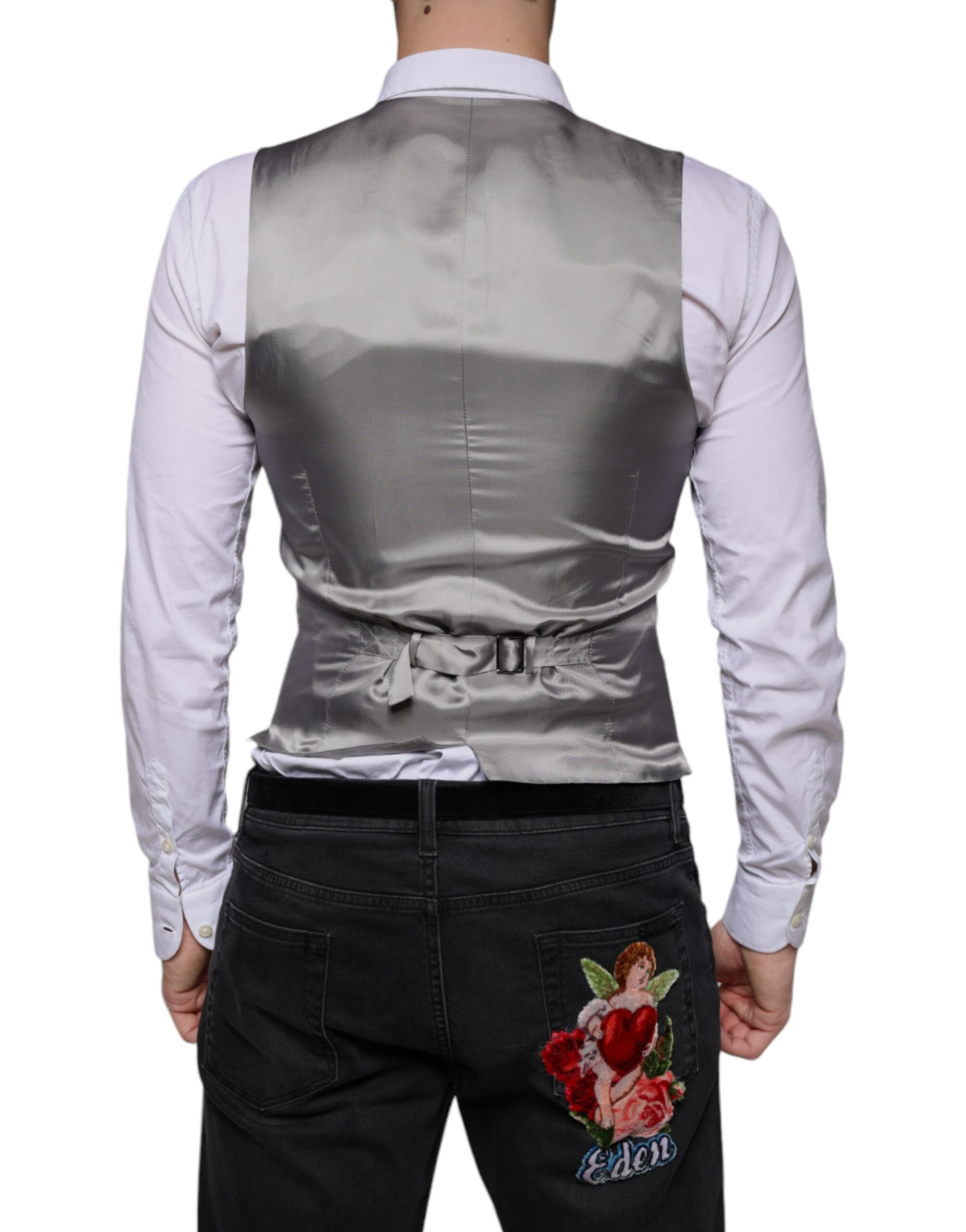 Dolce &amp; Gabbana lysegrå uld formel vest vest