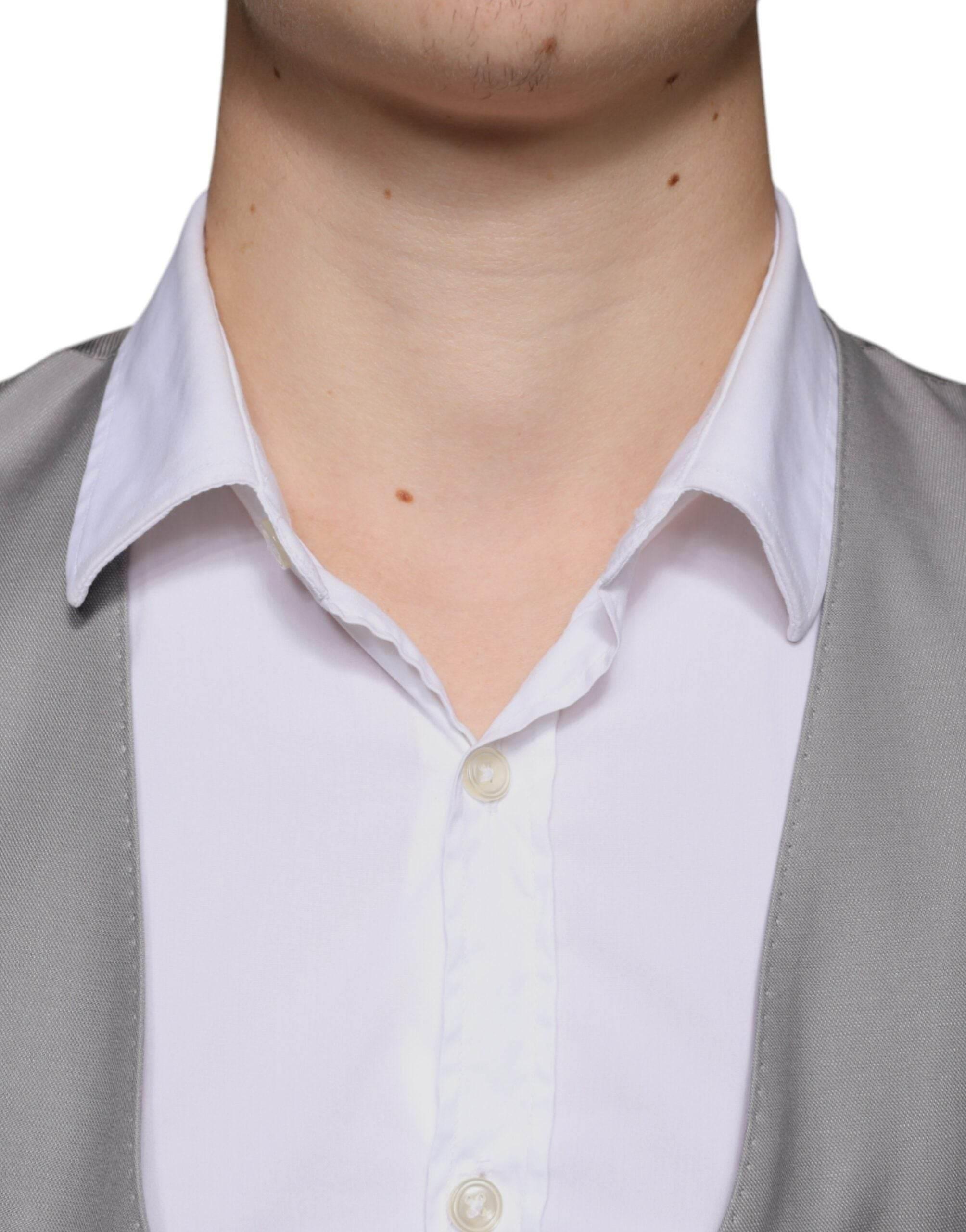 Dolce & Gabbana Light Gray Wool Formal Dress Waistcoat Vest - Hilstor