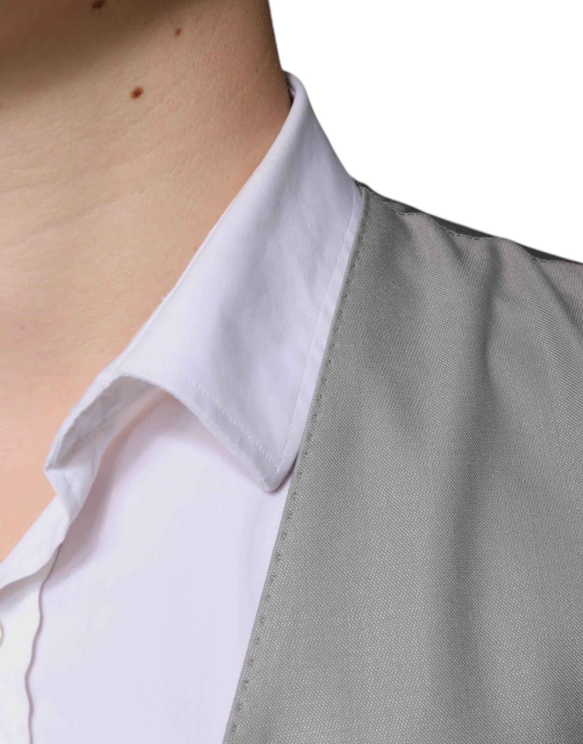 Dolce & Gabbana Light Gray Wool Formal Dress Waistcoat Vest - Hilstor
